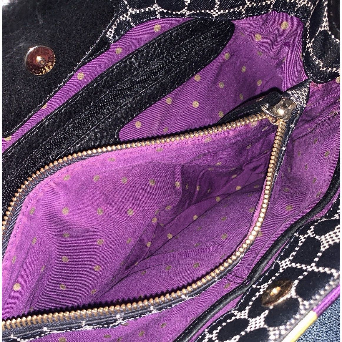 Kate Spade Vintage Y2K Kate Spade Black Canvas/black Leather Shoulder B Size ONE SIZE - 7 Thumbnail