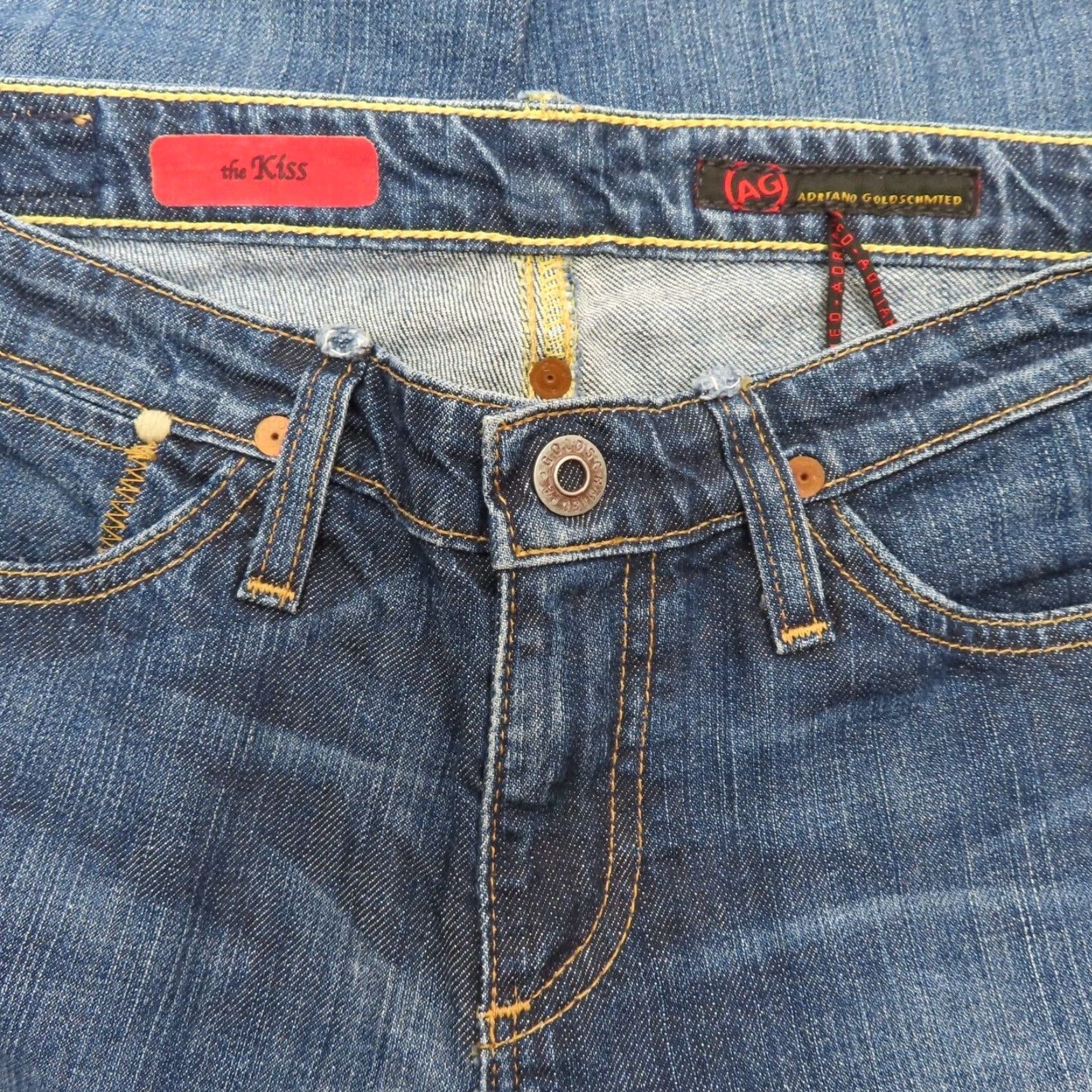 Denime VINTAGE? No. AG Adriano Goldschmied Women Jeans The Kiss Slim Straight Blue Denim 26 Regular Straight 5-Pocket Womens Mens etc Size 26" / US 2 / IT 38 - 7 Thumbnail