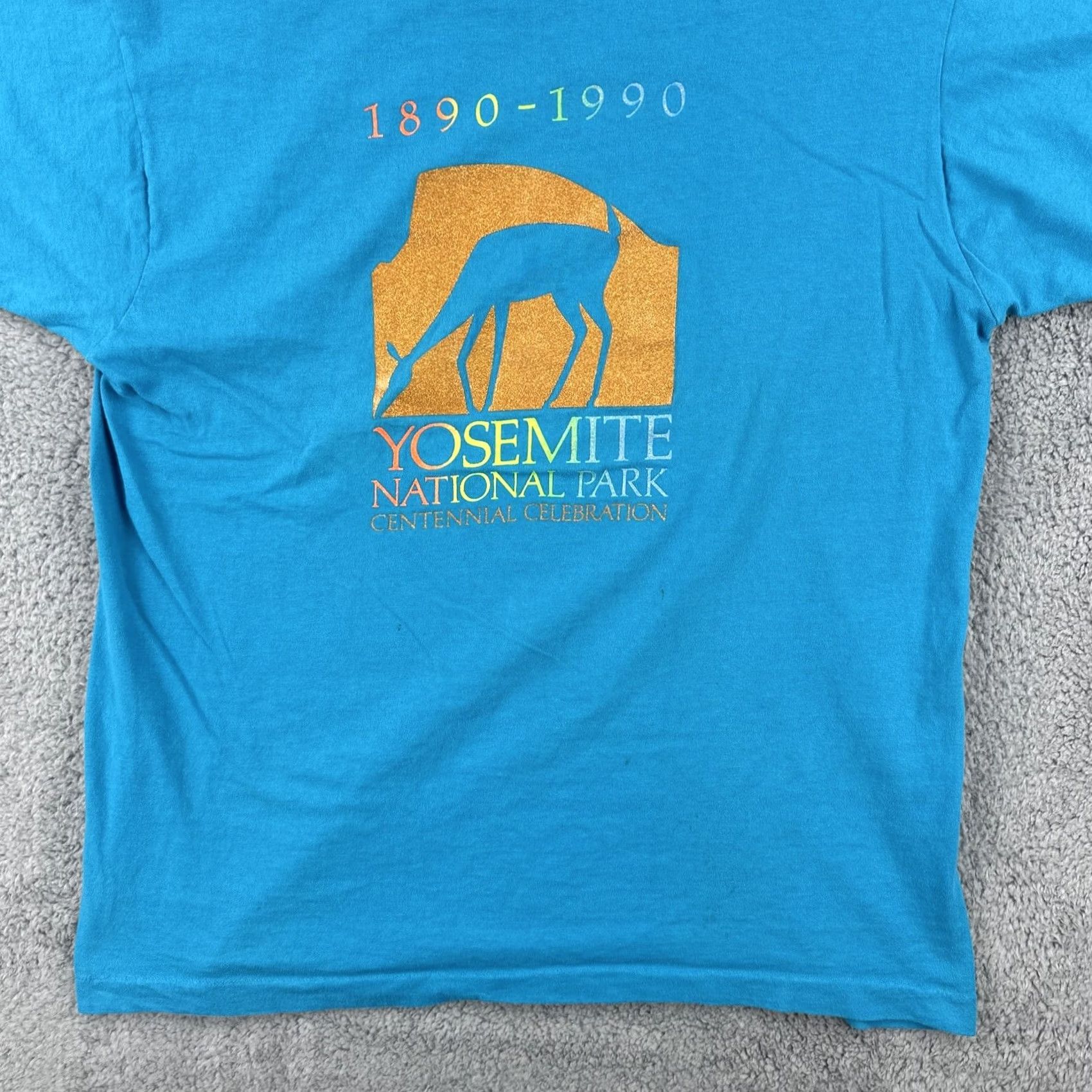 Fruit Of The Loom VINTAGE Fruit of the Loom Mens XL Blue SS T Shirt Made In USA 1990 Yosemite Park Tee Size US XL / EU 56 / 4 - 5 Thumbnail