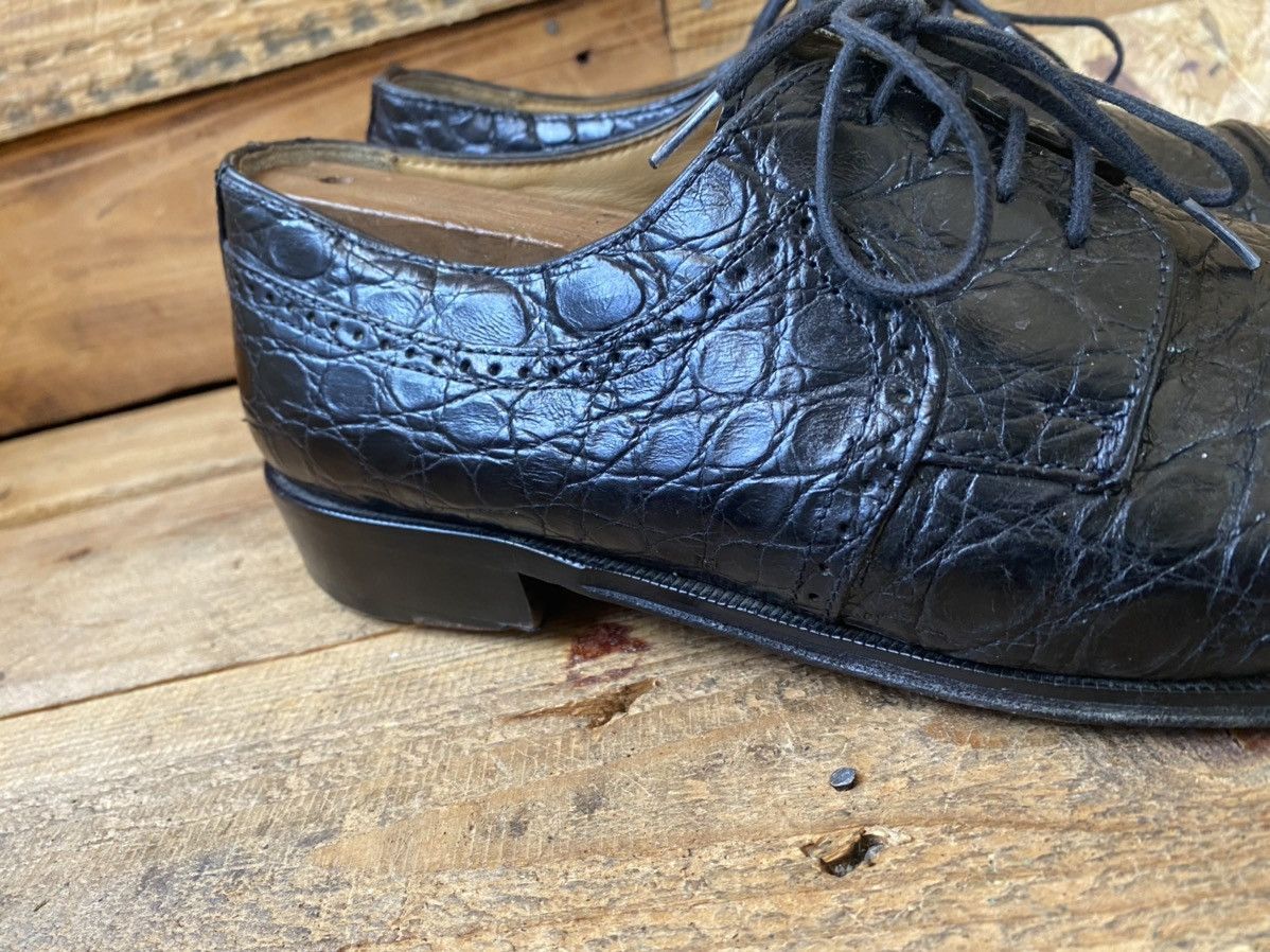 Designer × Vintage × Zelli Zelli oxford exotic crocodile black captoe leather shoes 42 Size US 9.5 / EU 42-43 - 11 Thumbnail