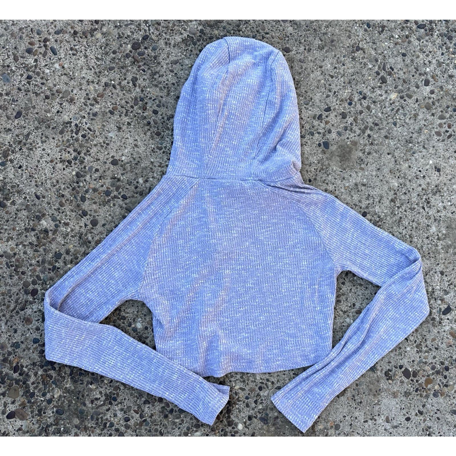 Gymshark Gymshark Slounge Cropped Ribbed Hoodie Longsleeve Gray Activewear Size M Women Pullover Crew Neck Logo Embroidered All Seasons Hooded Casual Sports Size M / US 6-8 / IT 42-44 - 2 Thumbnail
