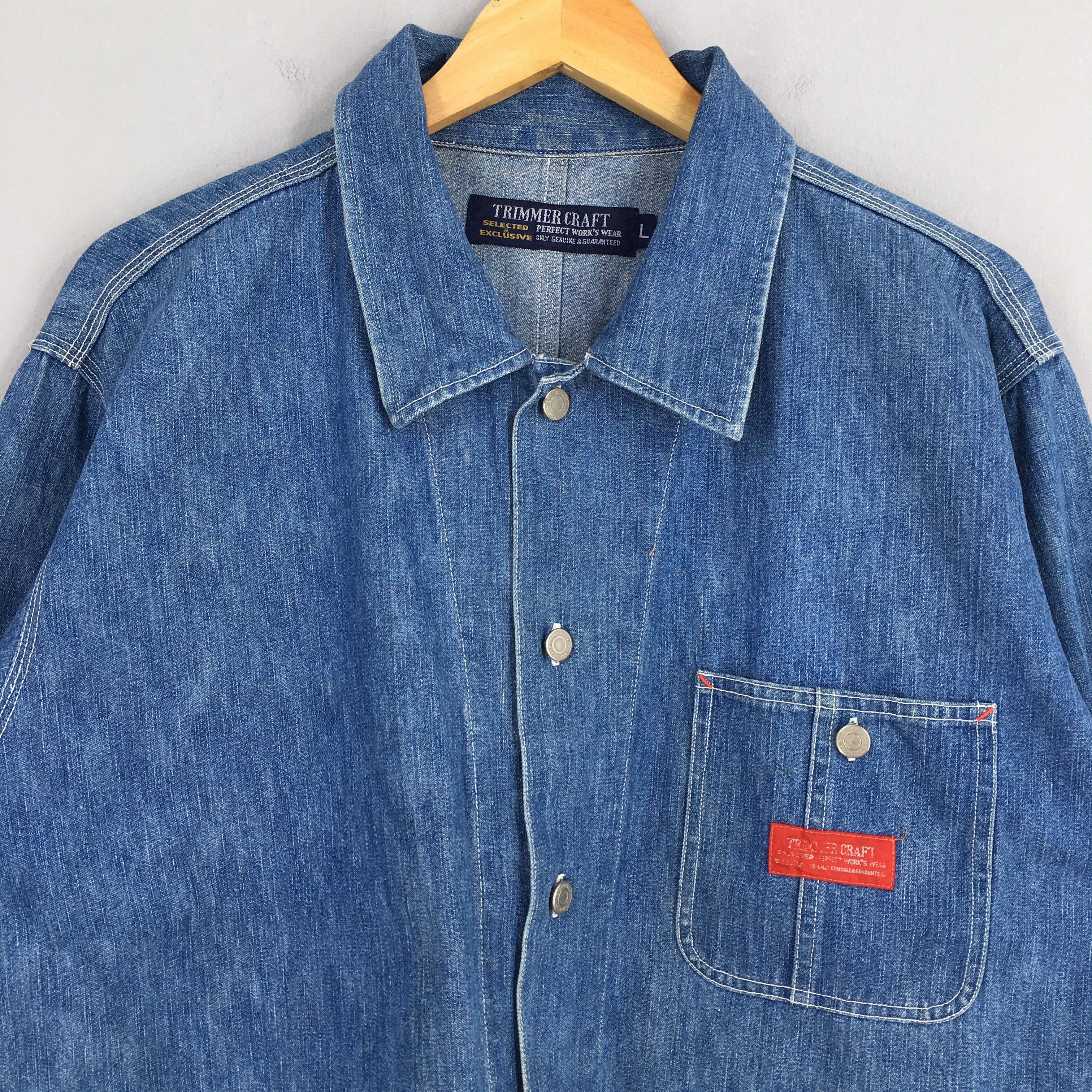Japanese Brand Vintage 1980s Denim Labor Workwear Button Jacket Large Size US L / EU 52-54 / 3 - 2 Thumbnail