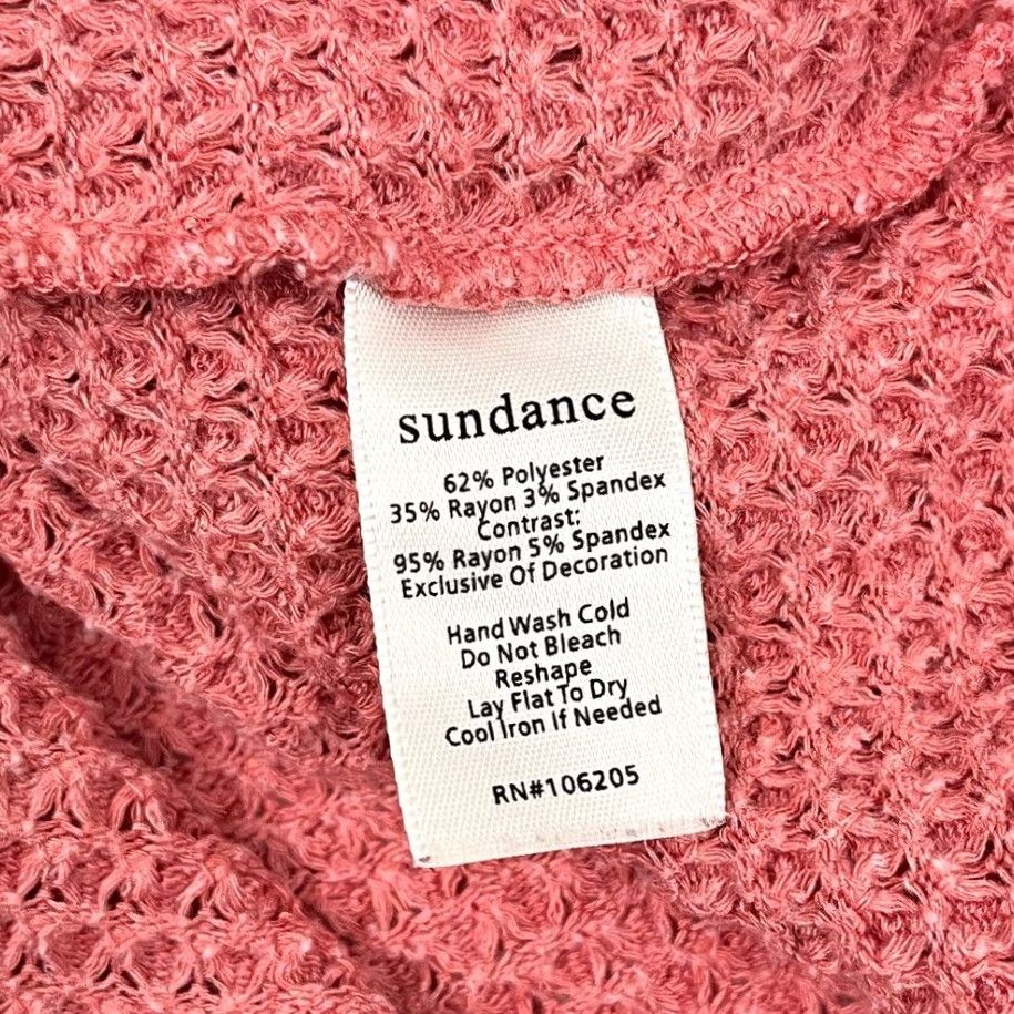 Vintage Sundance Blouse Womens S Pink Waffle Thermal Knit Lace Crew Ribbed Stretch Boho Size S / US 4 / IT 40 - 3 Thumbnail