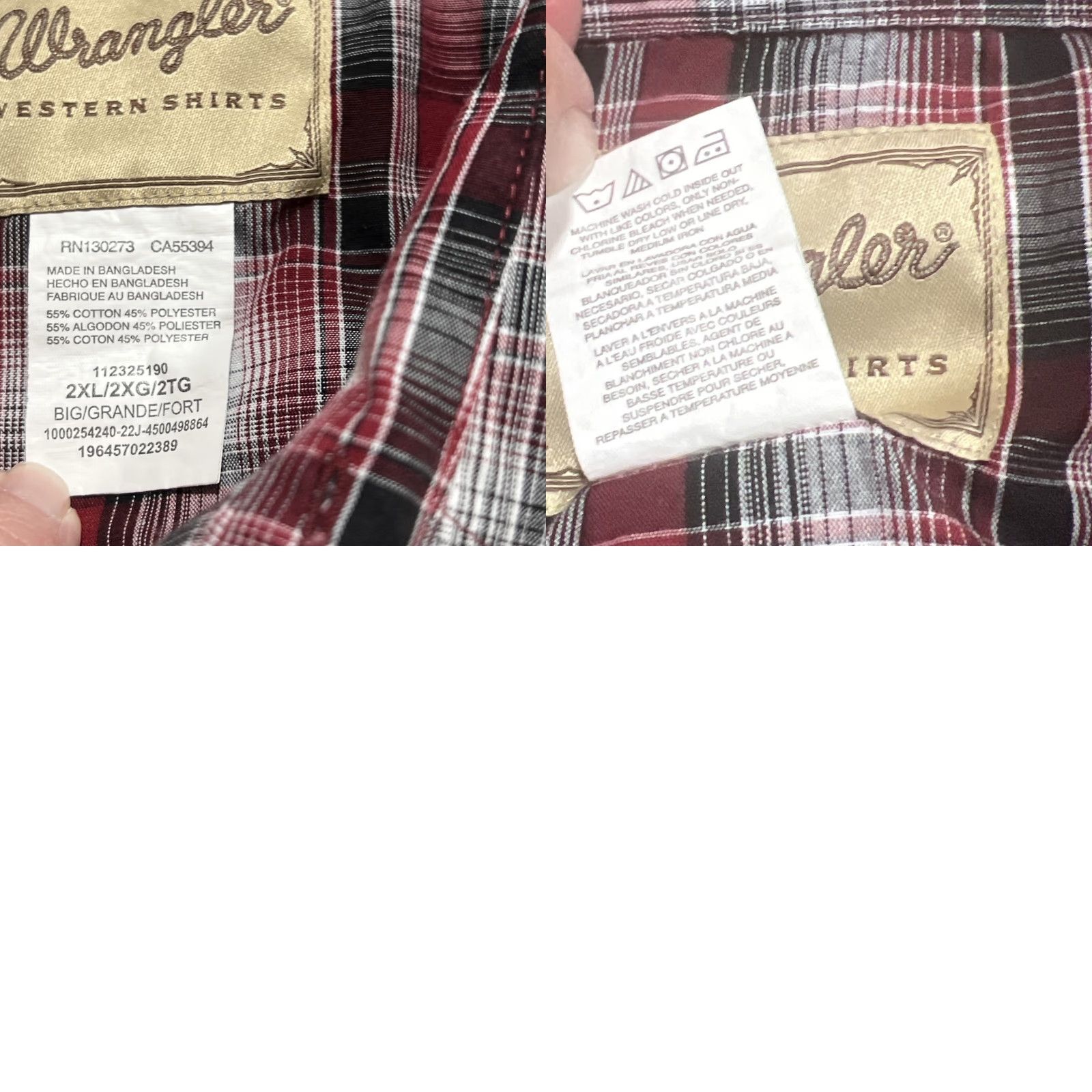 Wrangler Wrangler Western Shirt Men 2XL Pearl Snap Long Sleeve Pockets Cotton Polyester Shirt Mens Regular Color Multicolor Western 2XL Pearl Snap Size US XXL / EU 58 / 5 - 9 Thumbnail