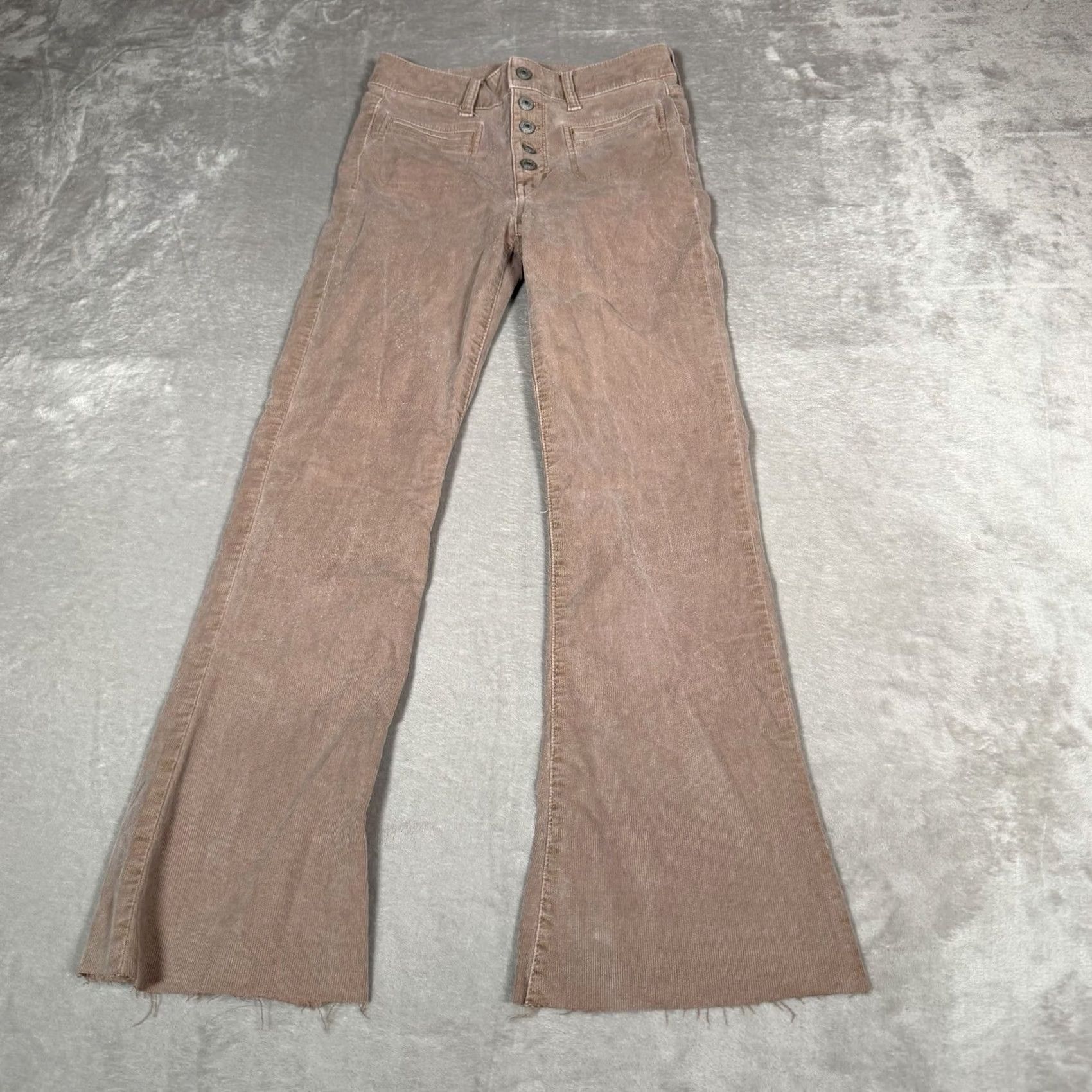American Eagle Outfitters VINTAGE American Eagle Corduroy Pants Womens 2 Pink High Rise Flare Casual Y2K Womens Size 26" / US 2 / IT 38 - 2 Thumbnail