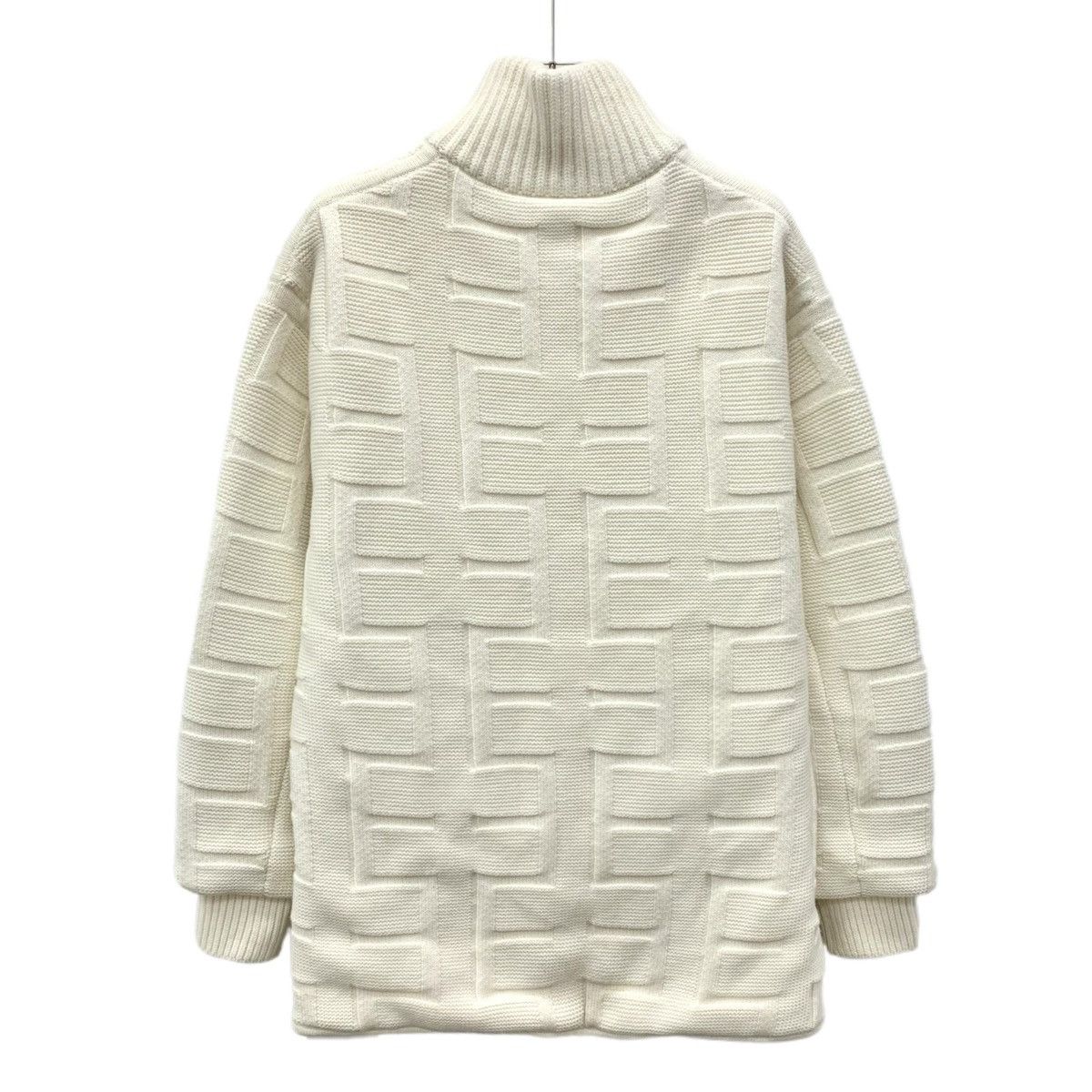 Hermes Hermes Beige Jacquard Textured Wool Knit Jacket Size XXS / US 00 / IT 34 - 2 Thumbnail