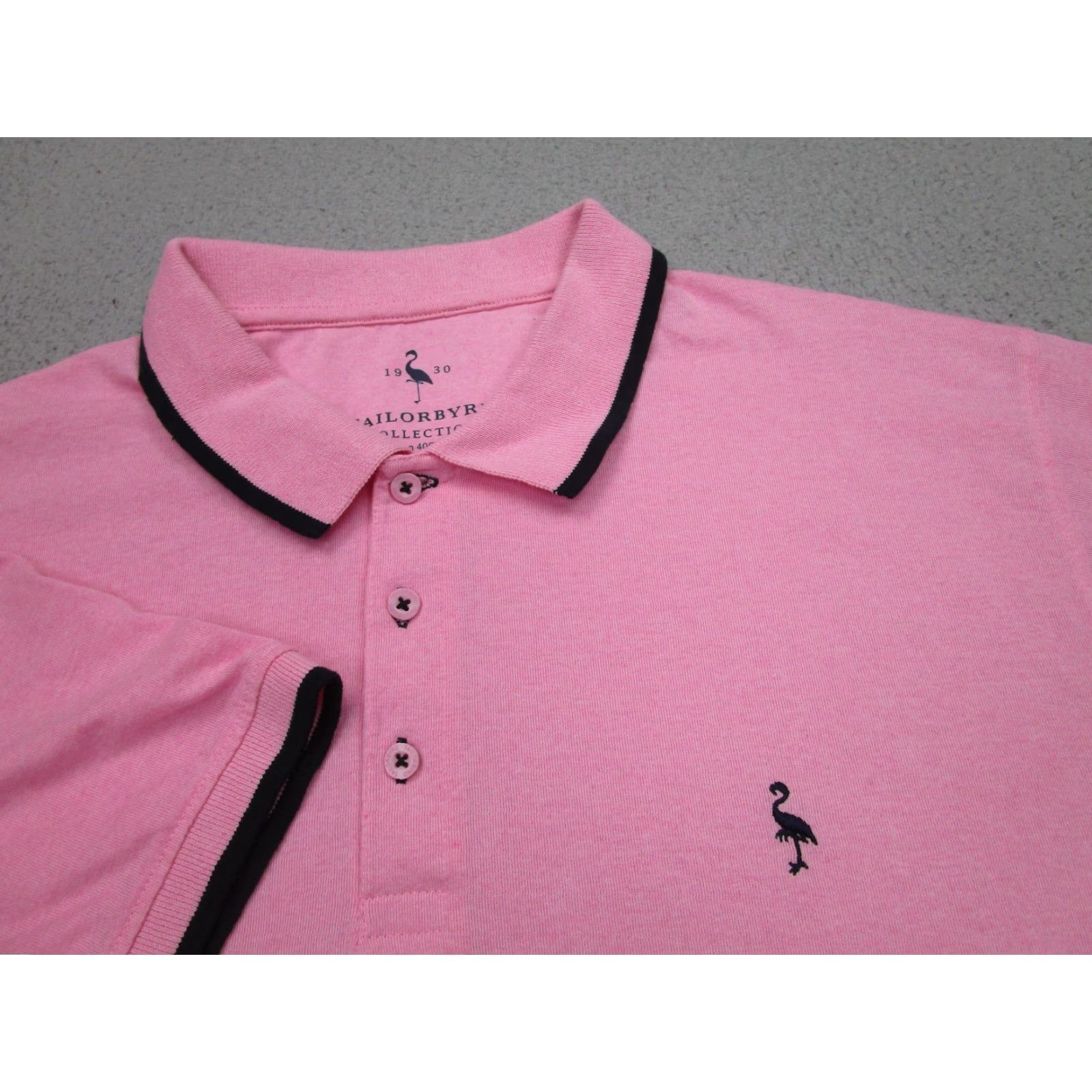Tailorbyrd TailorByrd Polo Shirt Mens 2XL Pink Flamingo Logo Contrast Trim Tagless Casual Shirt Size US XXL / EU 58 / 5 - 3 Thumbnail
