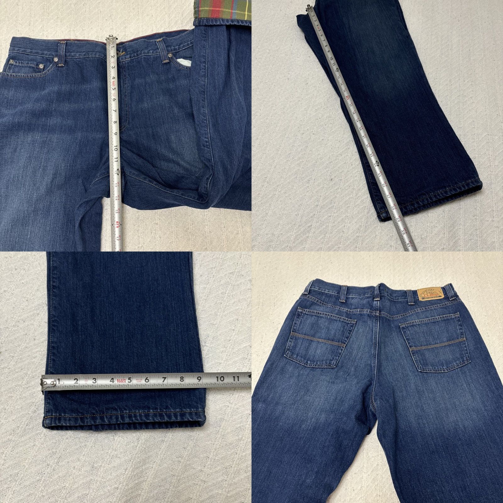 Vintage VINTAGE L.L. Bean Jeans Mens 40x29 Denim Blue Green Flannel Lined Classic Fit Workwear 90s Straight Medium Denim Mens Size US 40 / EU 56 - 8 Thumbnail
