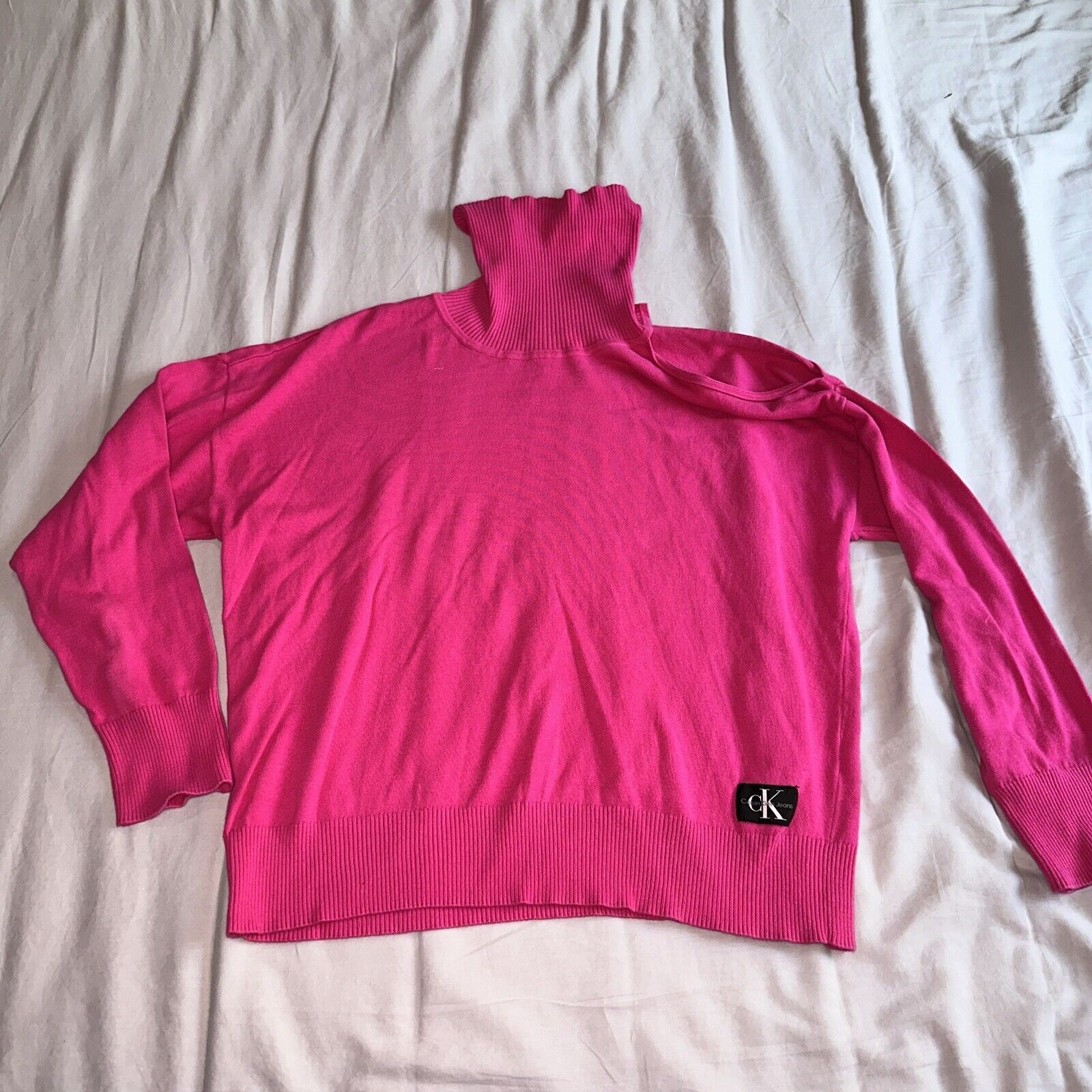 Calvin Klein Calvin Klein Turtleneck Sweater Pink Cold Shoulder Women L Size L / US 10 / IT 46 - 1 Thumbnail