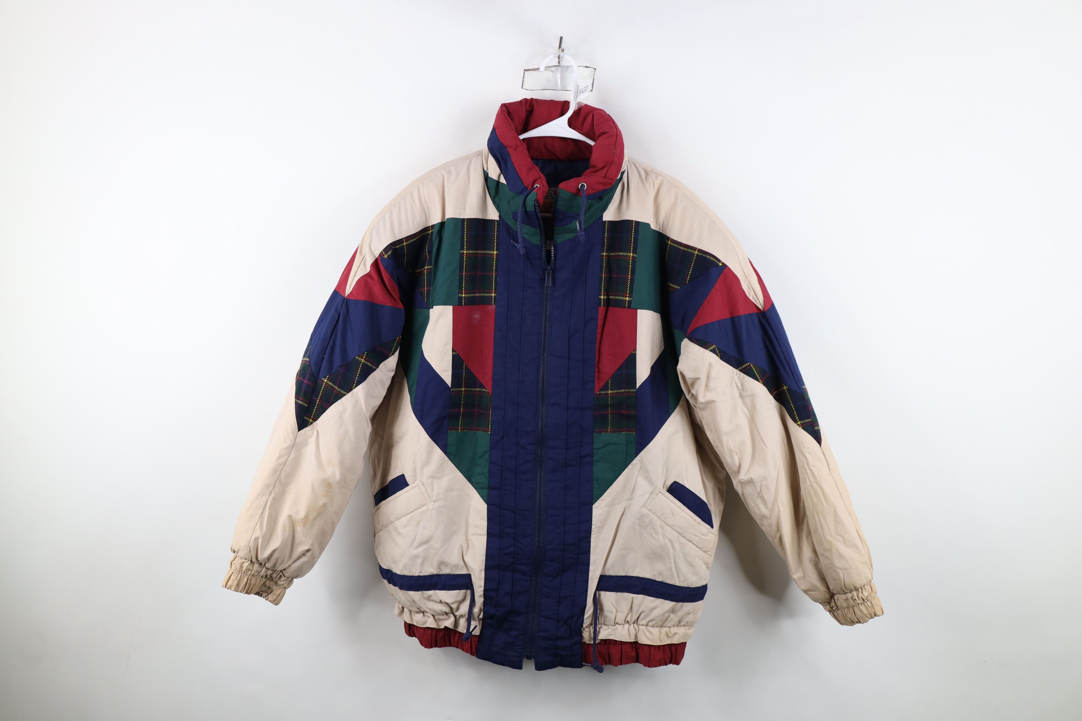 Vintage Vintage 90s Streetwear Patchwork Full Zip Puffer Jacket Size US L / EU 52-54 / 3 - 1 Thumbnail