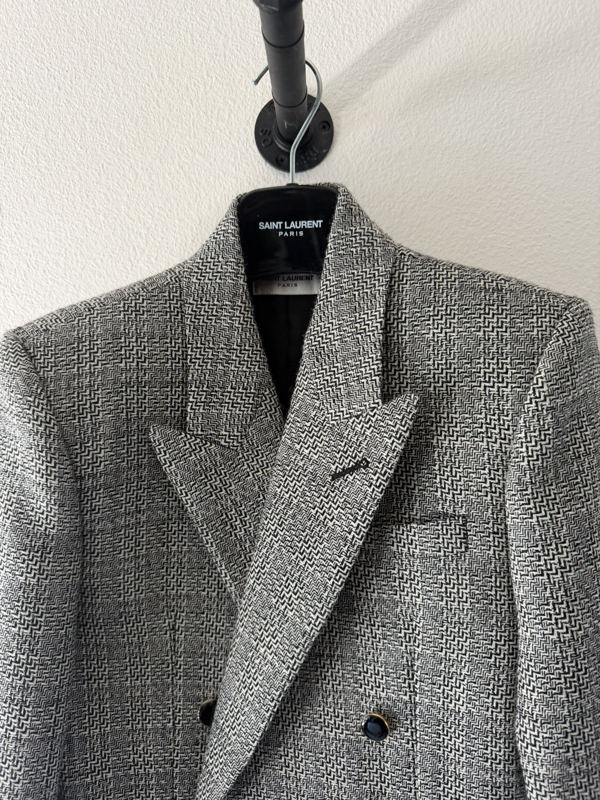 Saint Laurent Paris $3.3k Deconstructed Check Double Breasted Blazer 46 Size 46S - 2 Thumbnail