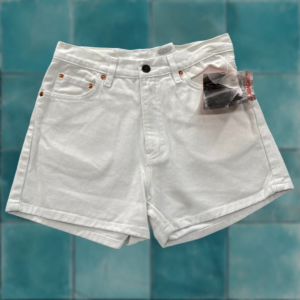 Jordache VINTAGE Jordache Jean Shorts Women's 9/10 White Denim Western Cowgirl Jorts NWT Size 28" / US 6 / IT 42 - 1 Thumbnail