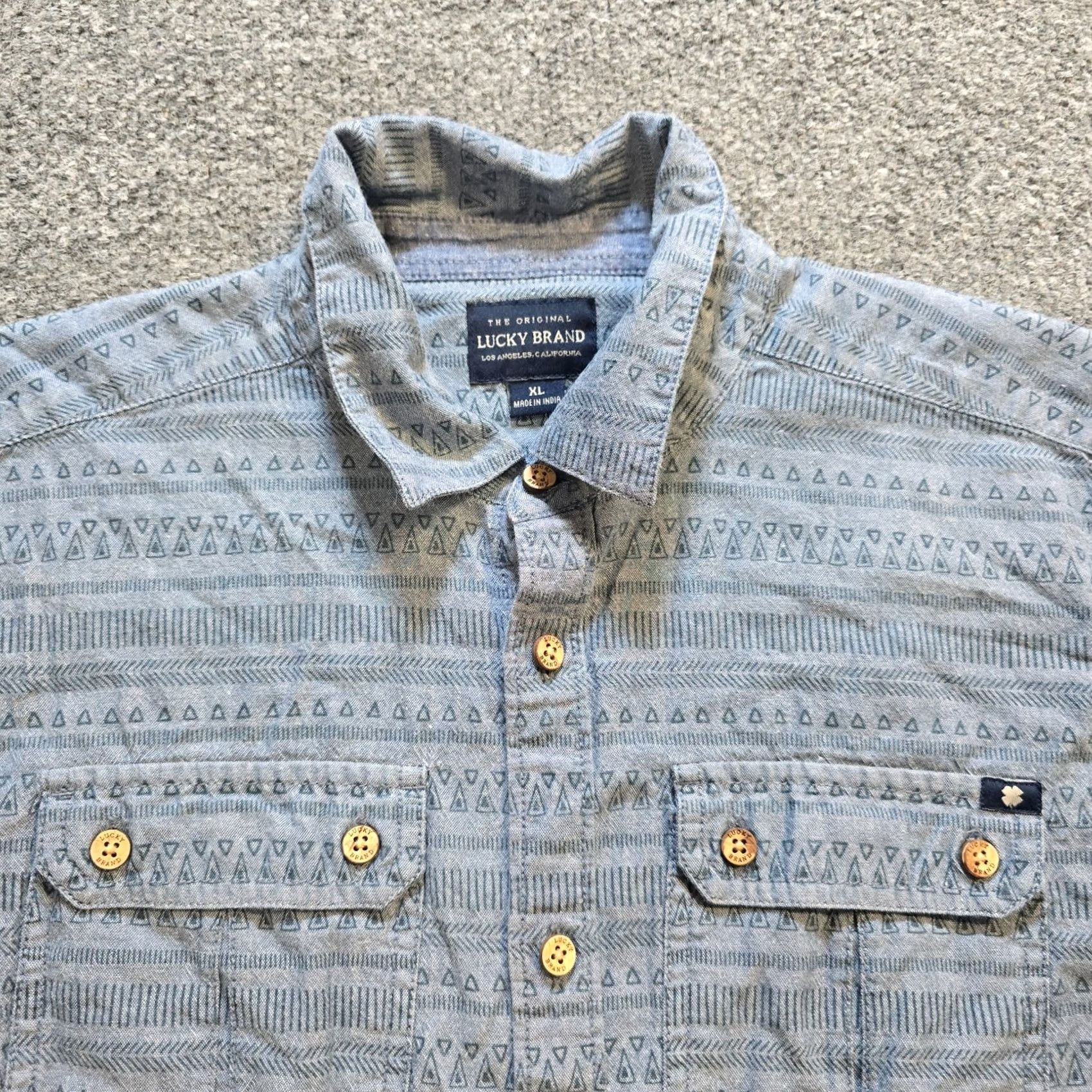 Lucky Brand Lucky Brand Shirt Mens XL Blue Southwest Western Button Long Sleeve Casual Button-Up Geometric Cotton Western Shirt Size US XL / EU 56 / 4 - 2 Thumbnail