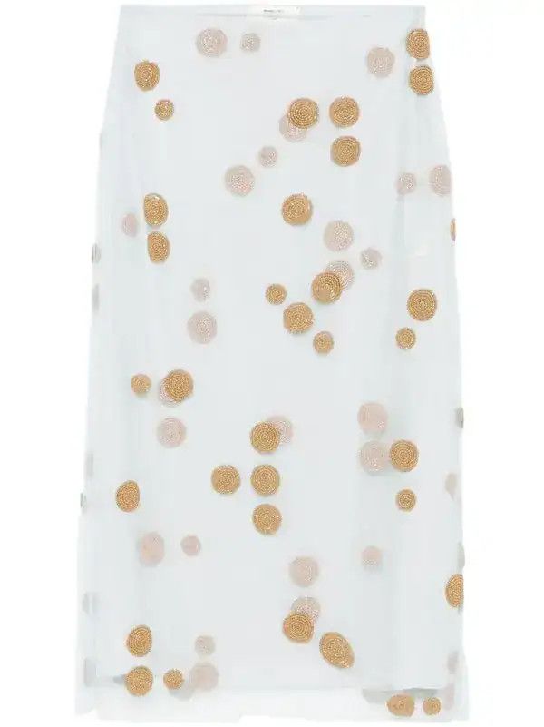Fendi o1loc1c0126 Embroidered Midi Skirt in Clear Blue Size 26" / US 2 / IT 38 - 1 Thumbnail