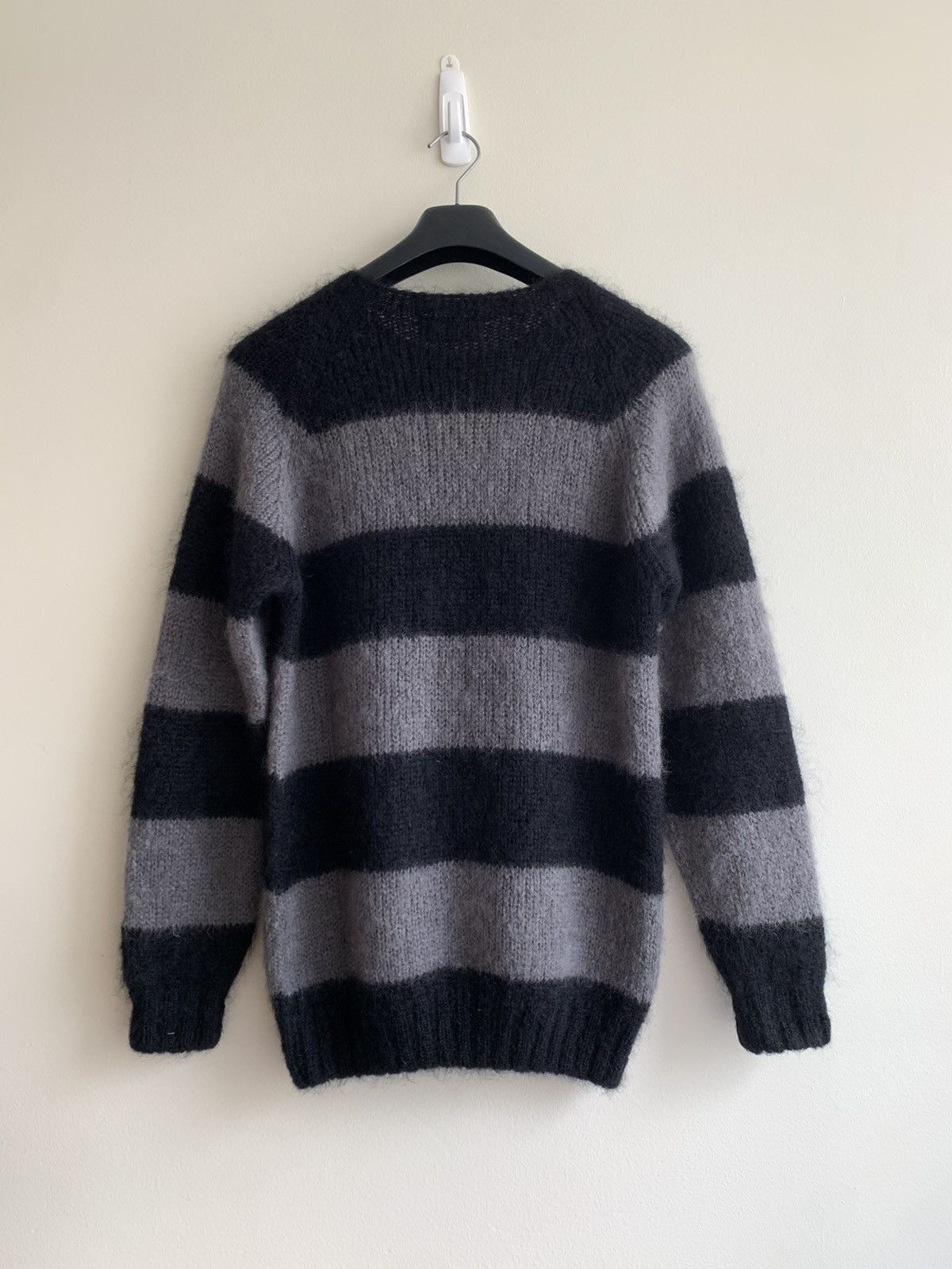 Officine Generale Black/Grey Striped Mohair Wool Grunge Kurt Knit Sweater Size US M / EU 48-50 / 2 - 2 Thumbnail
