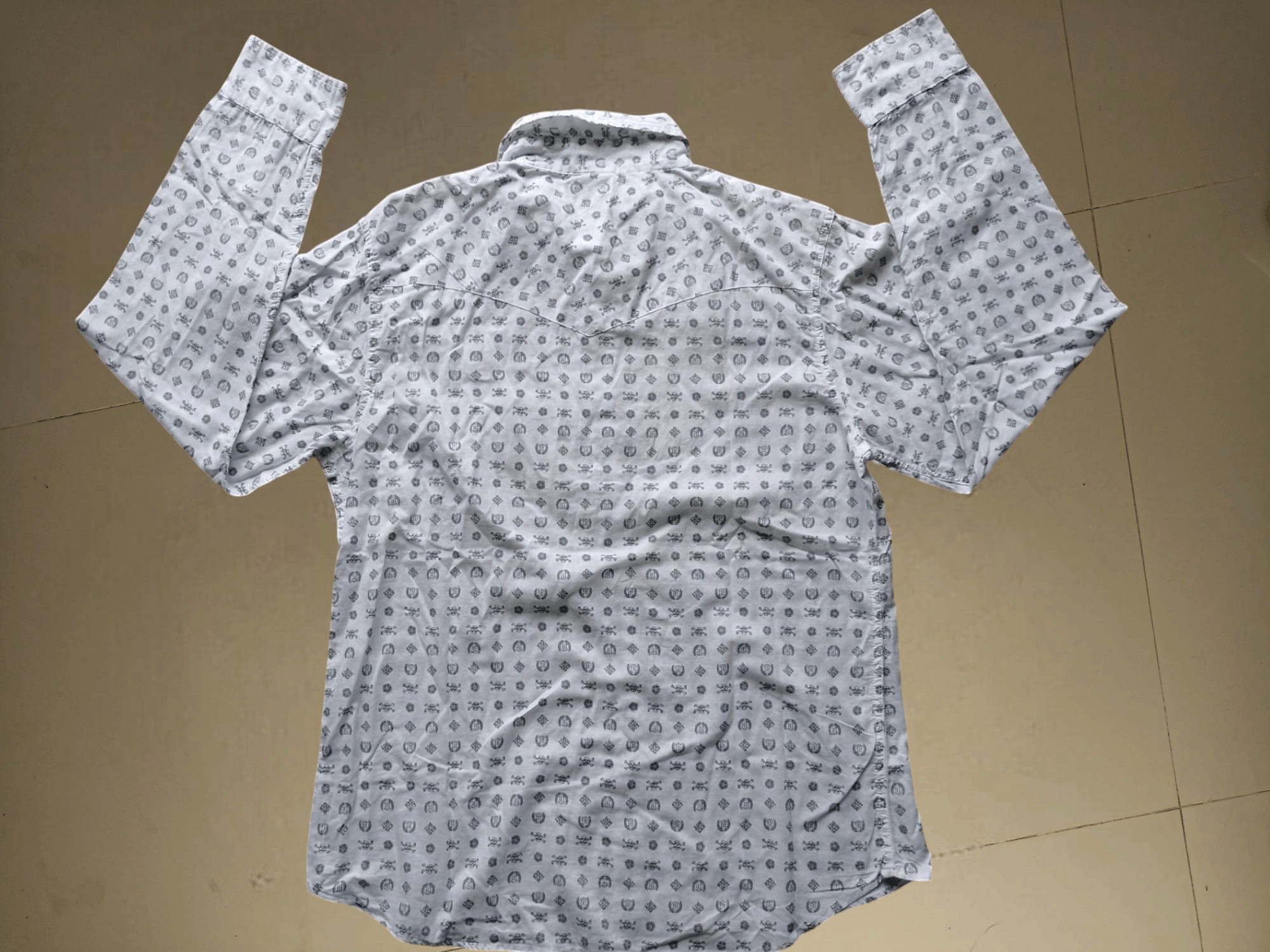 Japanese Brand Badboy full Skull print Y2K Poem Shirt Size US L / EU 52-54 / 3 - 9 Thumbnail