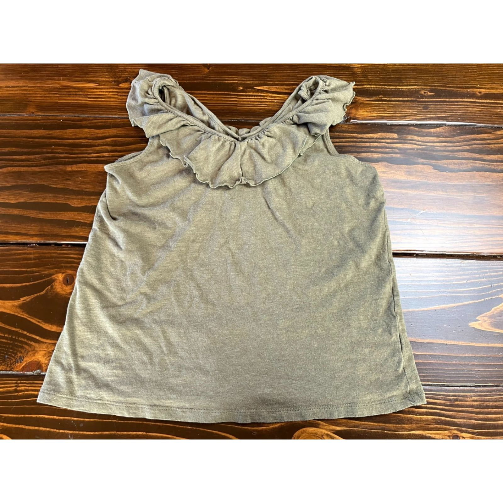 Gap Gap Tank Top Women's Medium Green Sleeveless Ruffled Neckline Tank Casual Modern Size M / US 6-8 / IT 42-44 - 2 Thumbnail