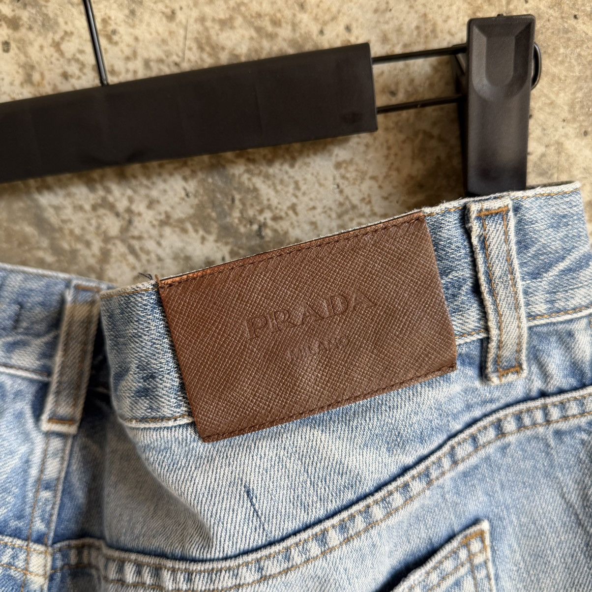 Prada 2000’s Prada Light Wash Thrashed Repair Denim Size US 32 / EU 48 - 11 Thumbnail