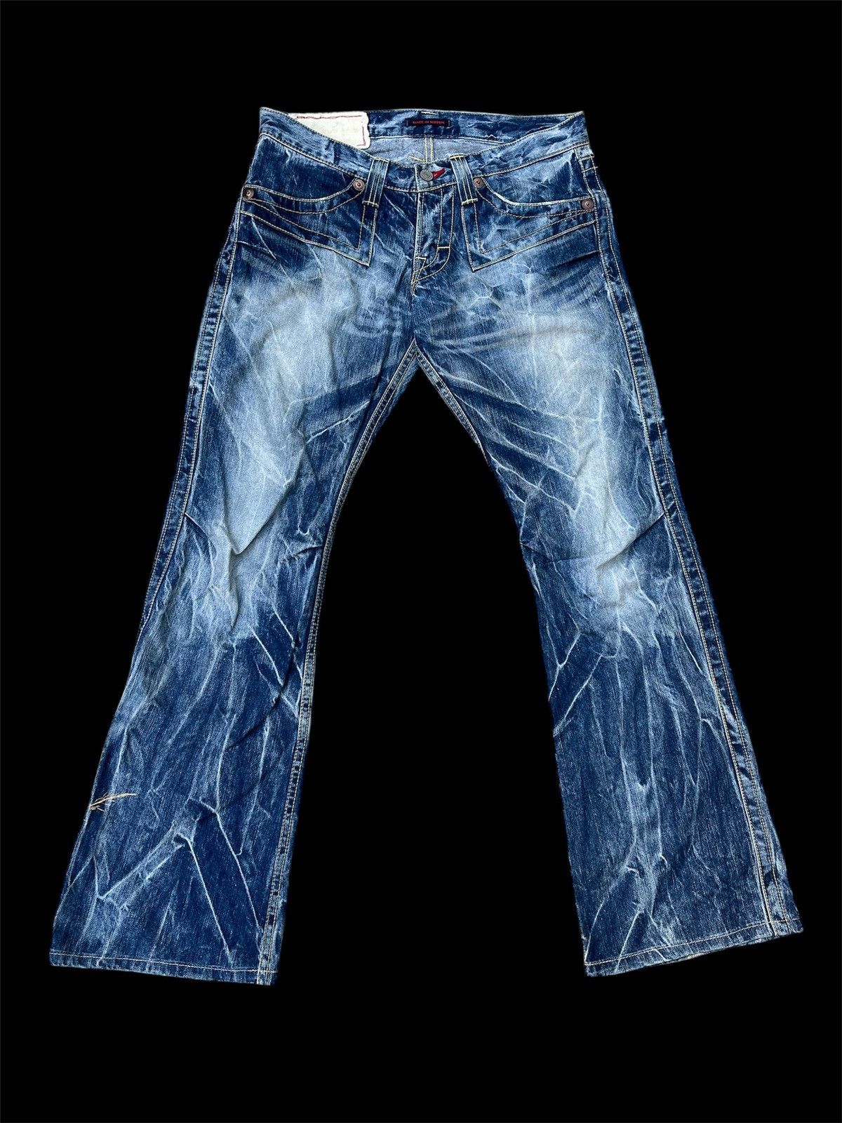 If Six Was Nine × Japanese Brand × Vintage Flare Crazy Striking Design Blue Jean Japan Denim Size US 32 / EU 48 - 1 Thumbnail