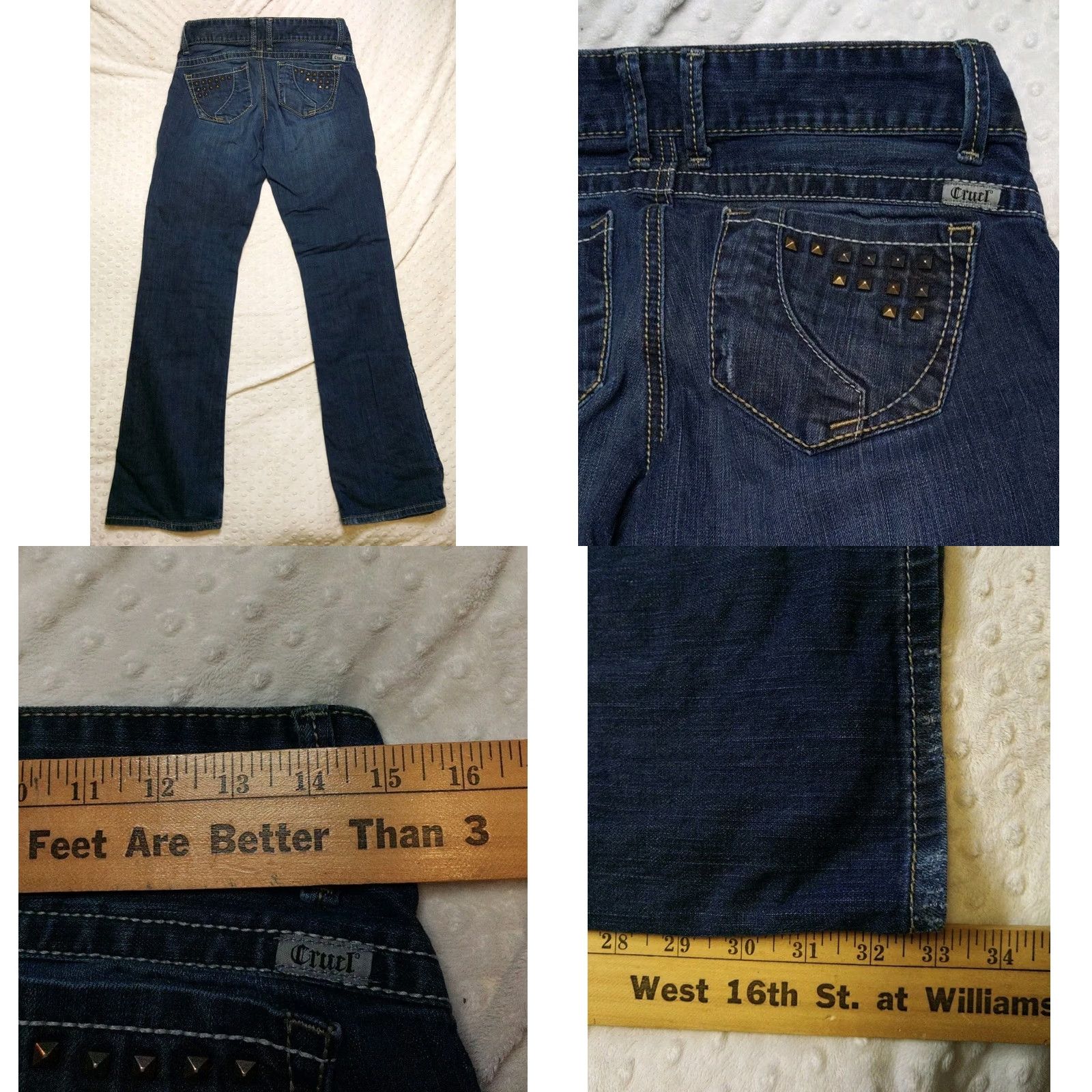 Vintage Rocky Mountain Cruel Jeans Bootcut Women's 30x33 Denim Blue Studded Distressed KERI 30 ESPN? Size 30" / US 8 / IT 44 - 8 Thumbnail