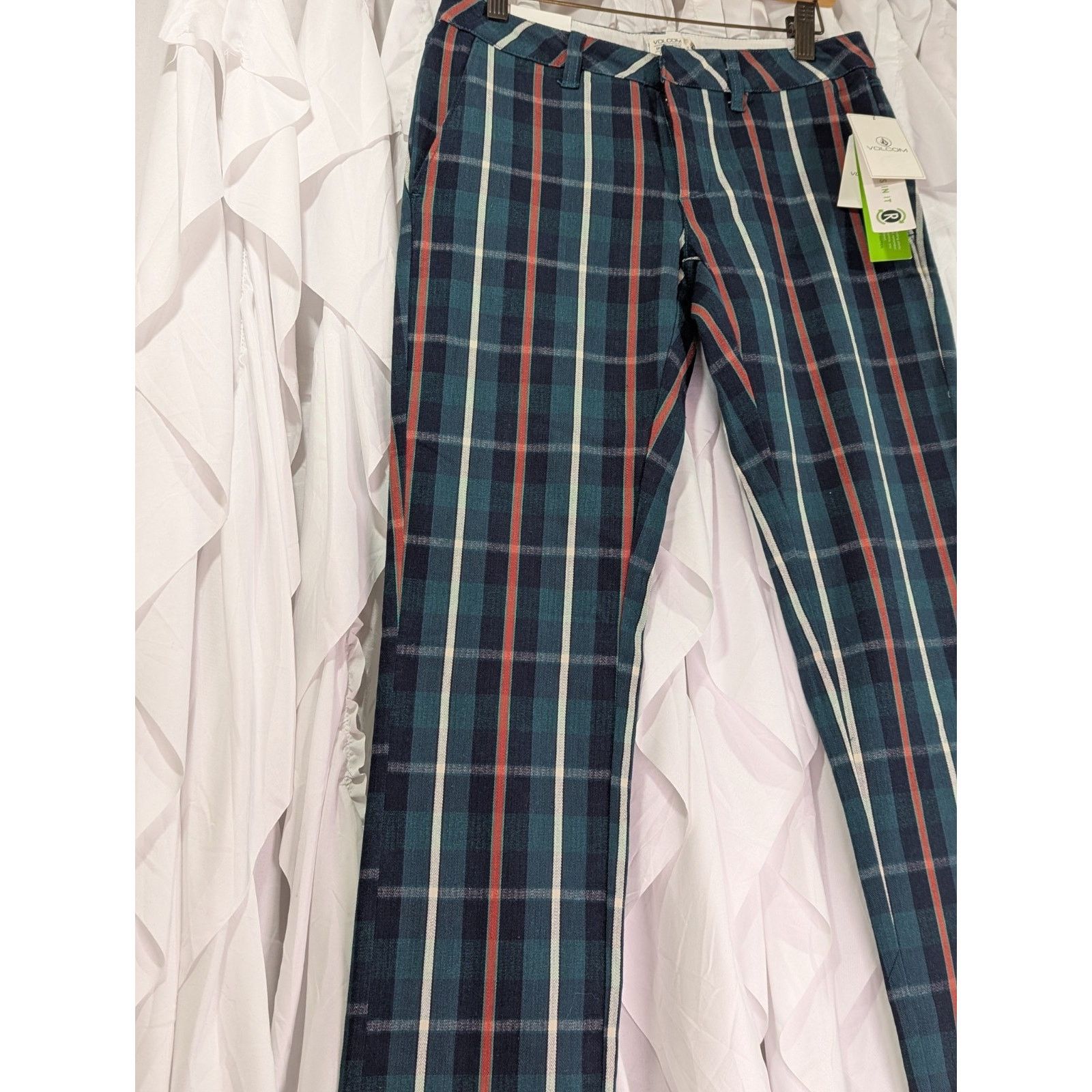 Volcom Volcom Frochickie Plaid Pants 0 Green Red Punk Grunge Slim Size 25" / US 0 / IT 36 - 4 Thumbnail