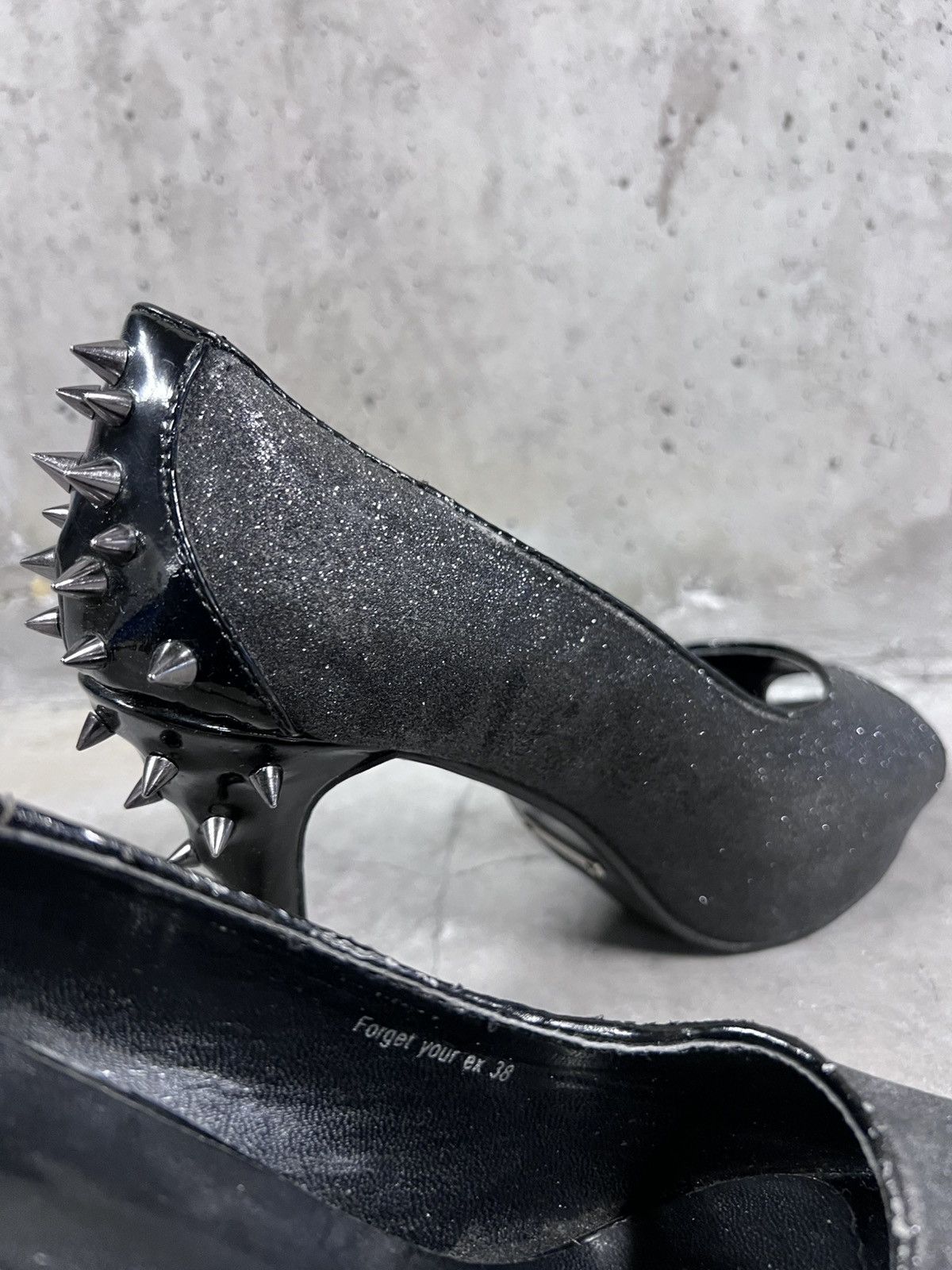 Vintage Spiked Peep Toe Avant Garde Goth Heels Size US 8 / IT 38 - 3 Thumbnail