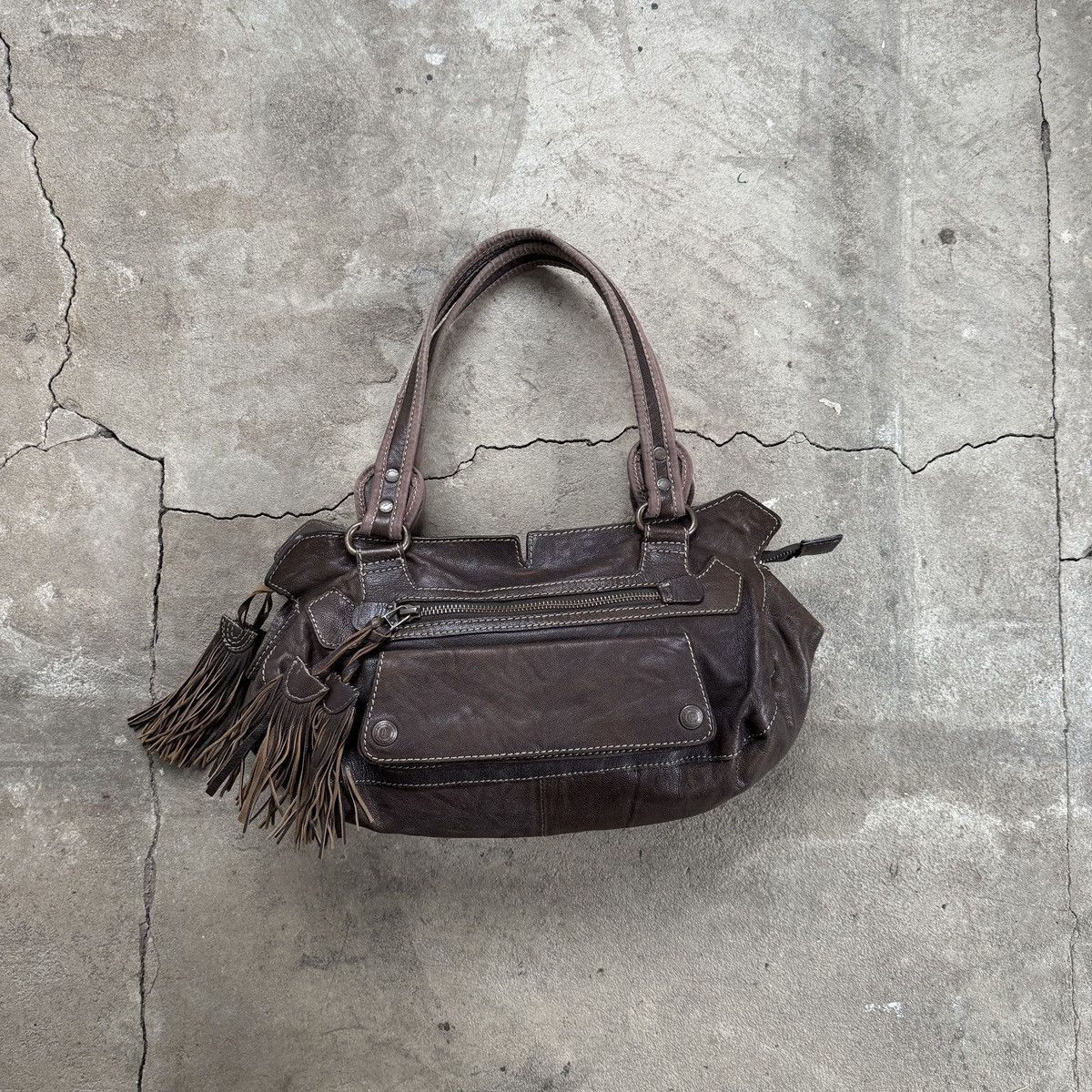 Archival Clothing x Italian Designers Vintage Object Genuine Leather Brown Shoulder Bag, Women's