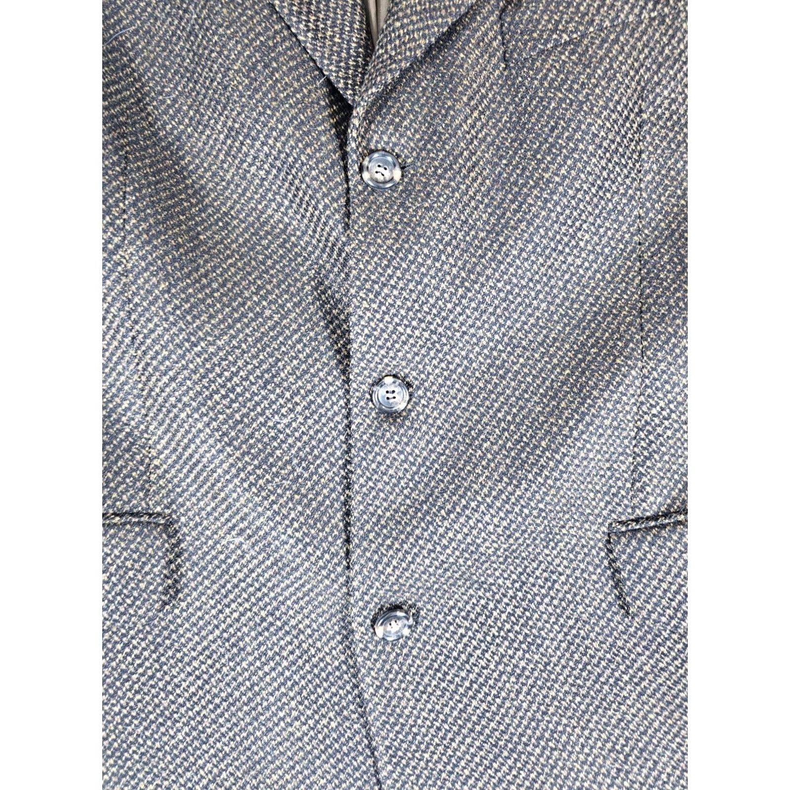 Hugo Boss VINTAGE Hugo Boss Loro Piana Italy Wool & Cashmere Brown Houndstooth Blazer Men's Sz 44R Size 44R - 4 Thumbnail