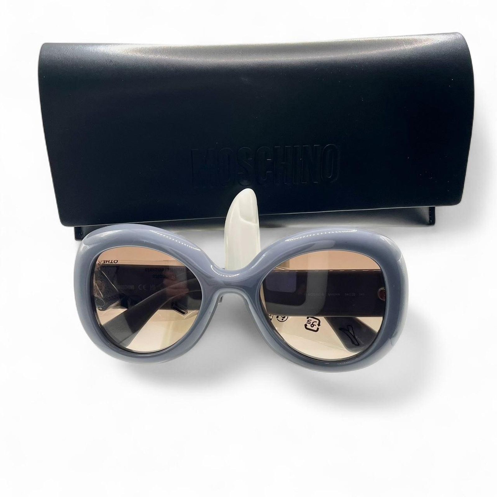 Moschino Moschino Grey Blue Periwinkle Round Sunglasses Black Lenses Size ONE SIZE - 2 Thumbnail
