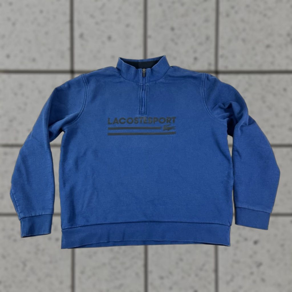 Lacoste VINTAGE Lacoste Sweatshirt 1/4 Zip Pullover Fleece Logo Blue XL Mens Regular Mock Neck Pullover Preppy Sweatshirt Size US XL / EU 56 / 4 - 1 Thumbnail