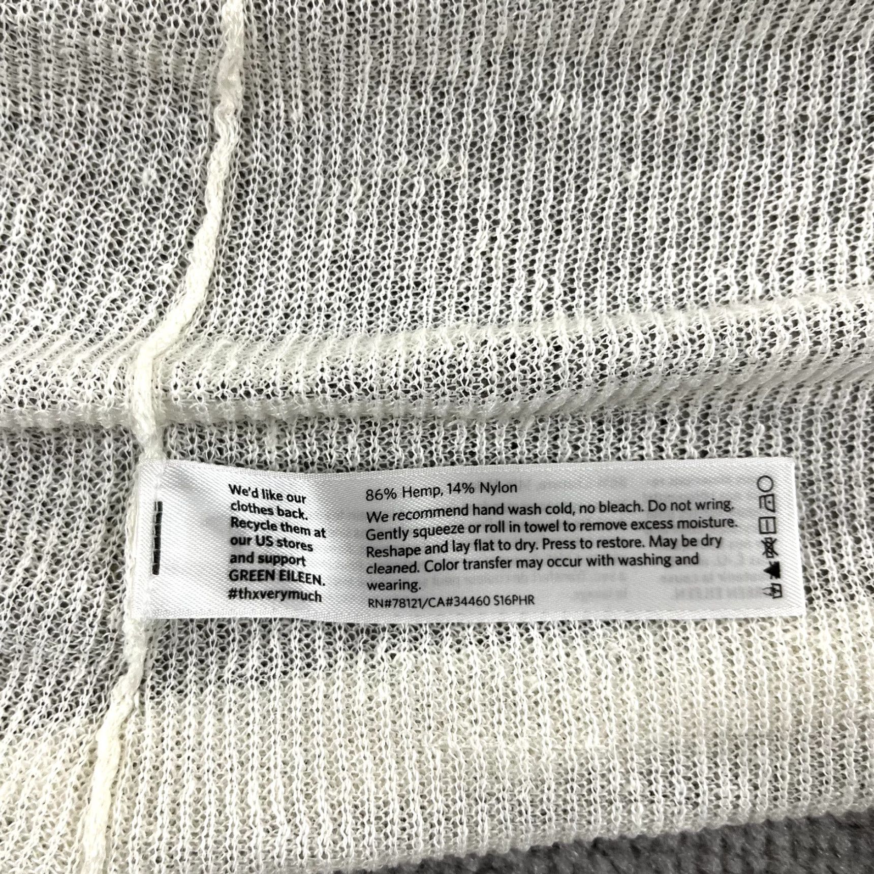 Eileen Fisher EILEEN FISHER White Womens Medium Open Front Knit Sweater Hemp Nylon Lightweight Size M / US 6-8 / IT 42-44 - 3 Thumbnail