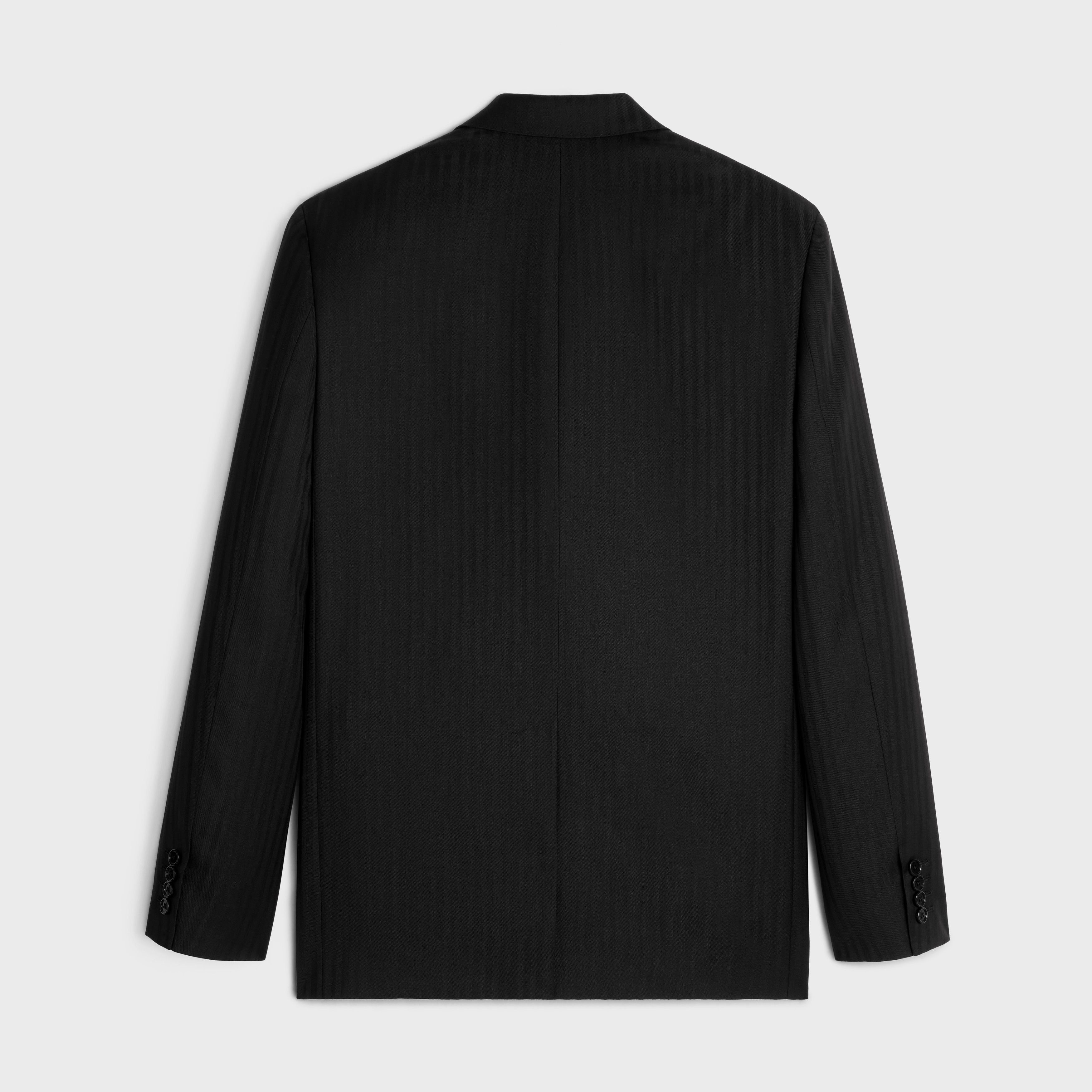Celine o1w1db11124 Striped Wool Boxy Jacket in Black Size US L / EU 52-54 / 3 - 2 Thumbnail
