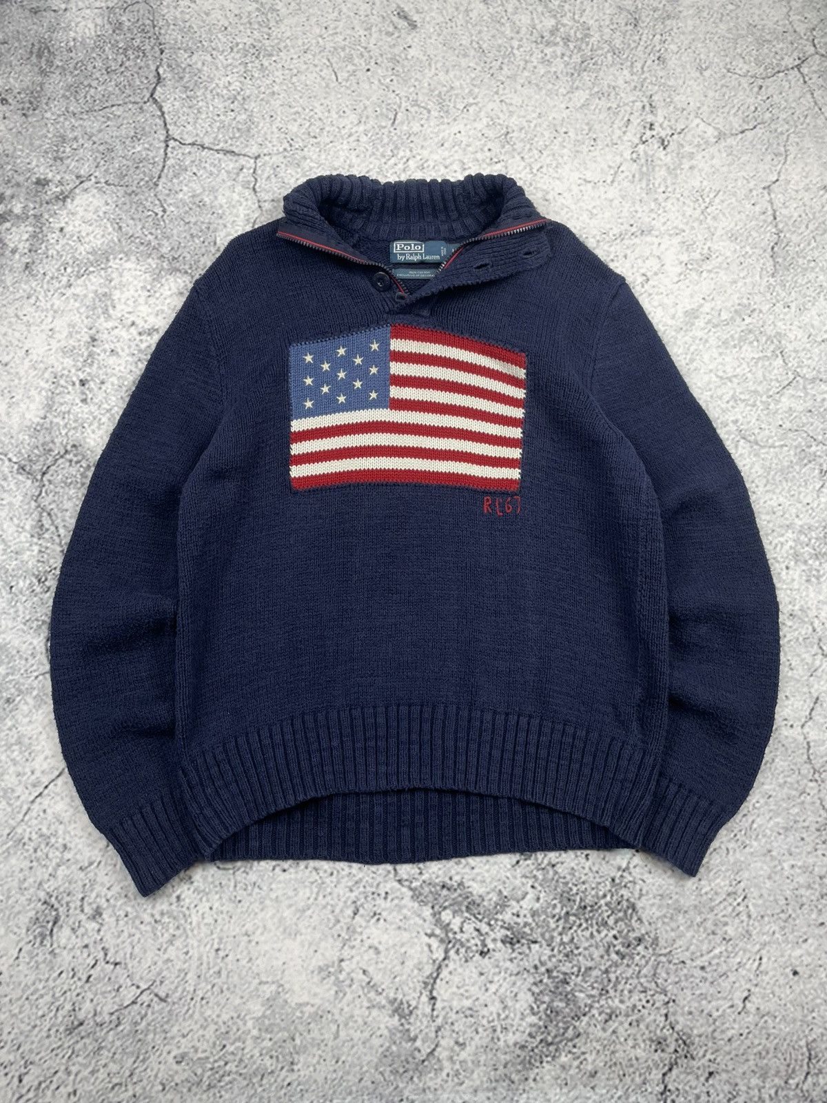 Polo Ralph Lauren Polo Ralph Lauren M Vintage USA Flag RL67 Cotton Sweater egv Size US M / EU 48-50 / 2 - 1 Thumbnail