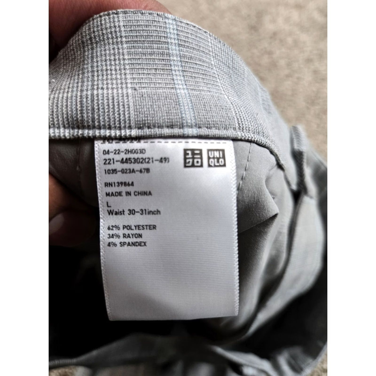 Uniqlo Uniqlo Smart Ankle Pants Men Large Gray 2 Way Stretch Flat Front Glen Check Chino Regular Slim Fit Tapered Fall Casual Business Size US 33 - 3 Thumbnail