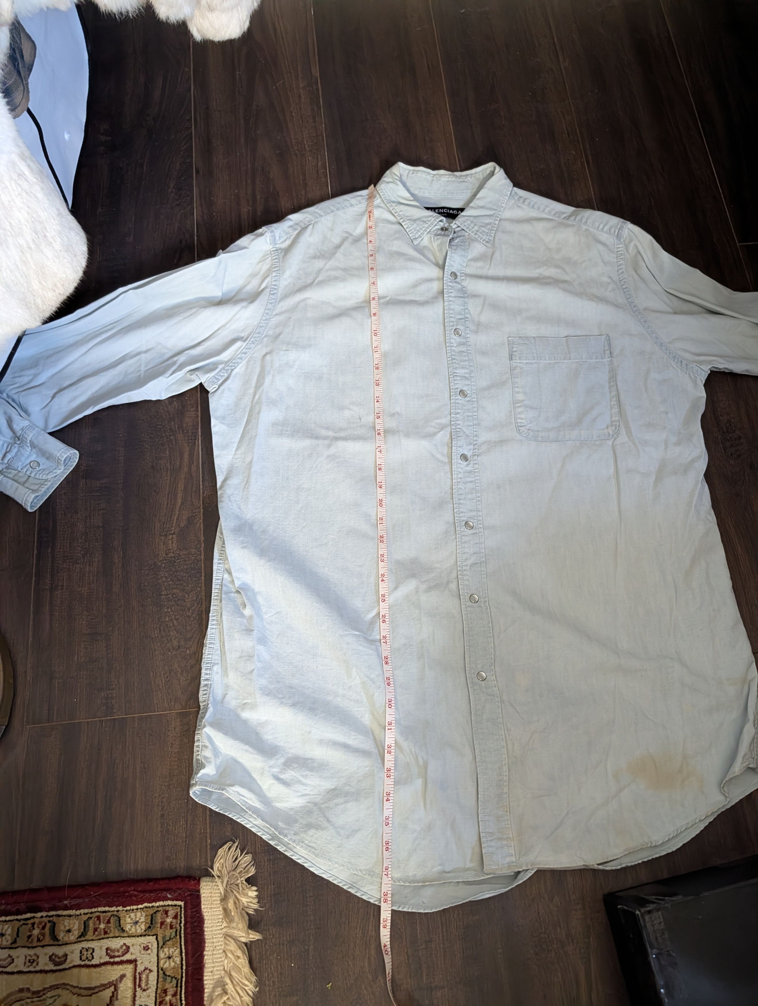 Balenciaga 2018 Power Of Dreams Japanese Chambray Snap Btn Shirt Size US M / EU 48-50 / 2 - 14 Thumbnail