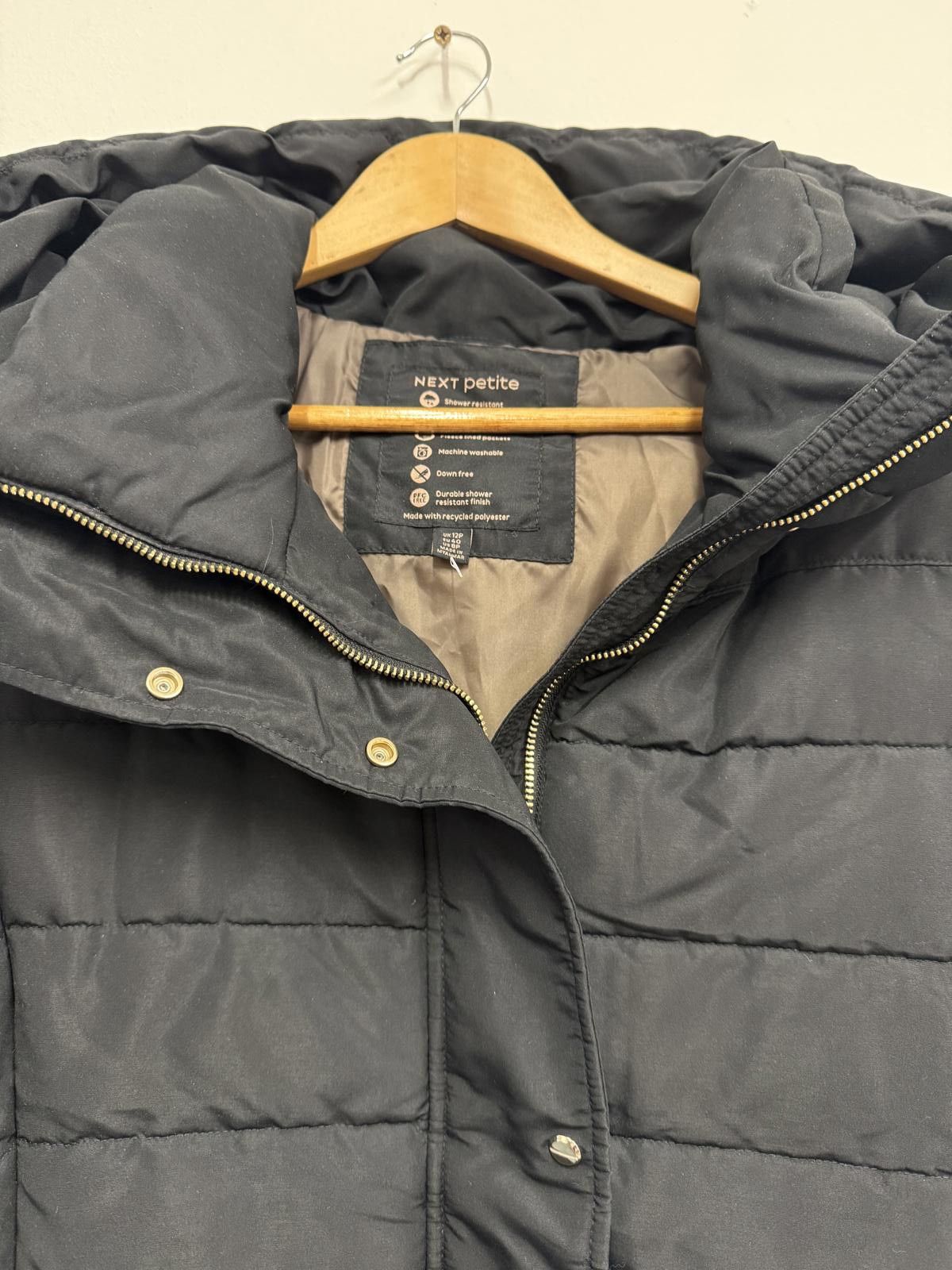 NEXT Next Petite Black Hooded Puffer Coat Size M / US 6-8 / IT 42-44 - 3 Thumbnail