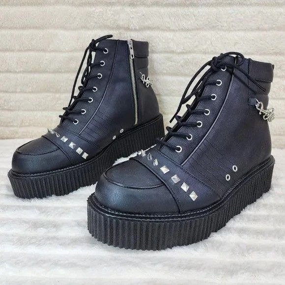 Demonia Cult DEMONIA V-Creeper 565 Goth Punk Ankle High Top Platform Cree Size US 14 / EU 47 - 2 Thumbnail
