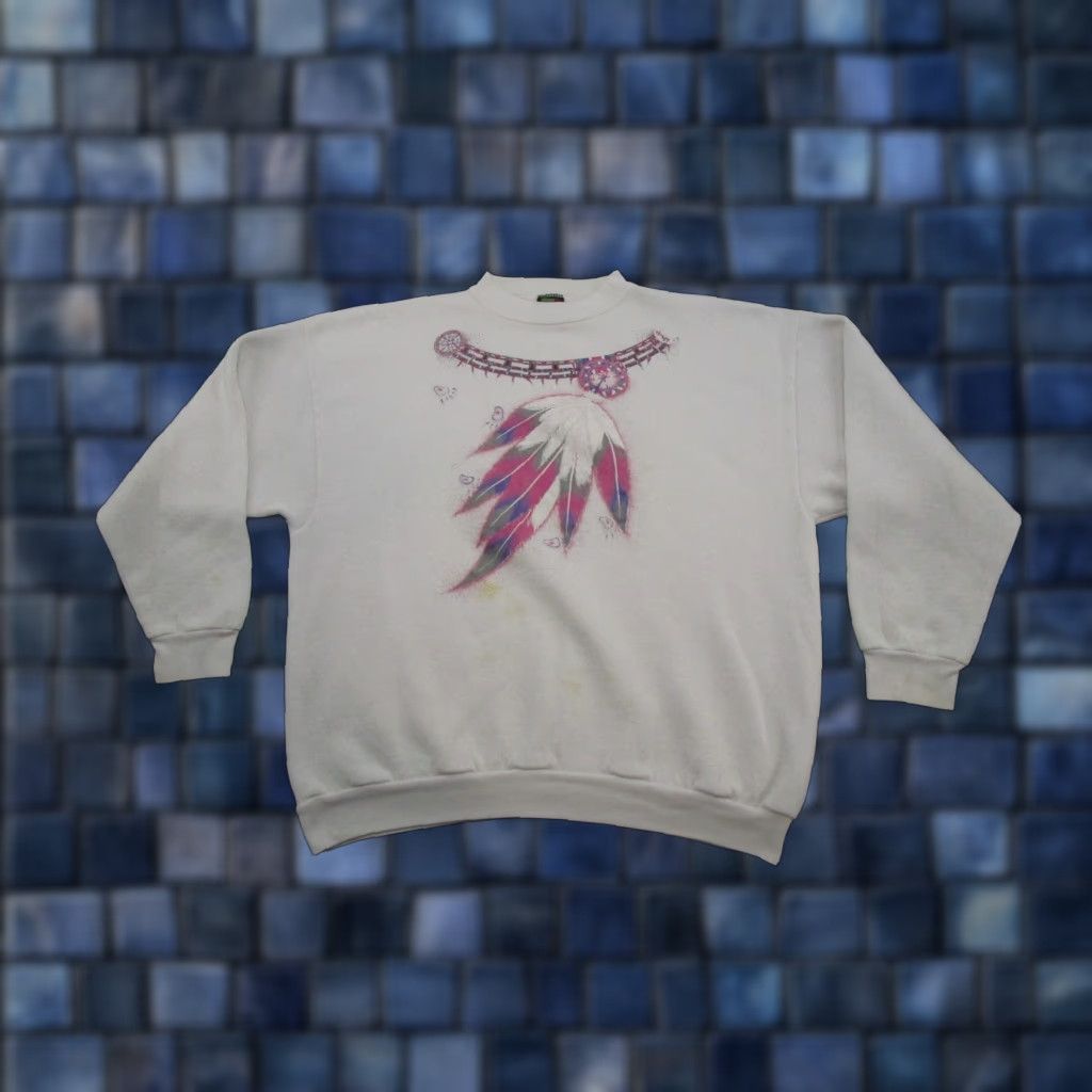 Mickey Unlimited VTG 90s Mickey Unlimited Pocahontas Native Tribal Sweatshirt XL Aztec Multicolor Crew Neck Men Size US XL / EU 56 / 4 - 1 Thumbnail