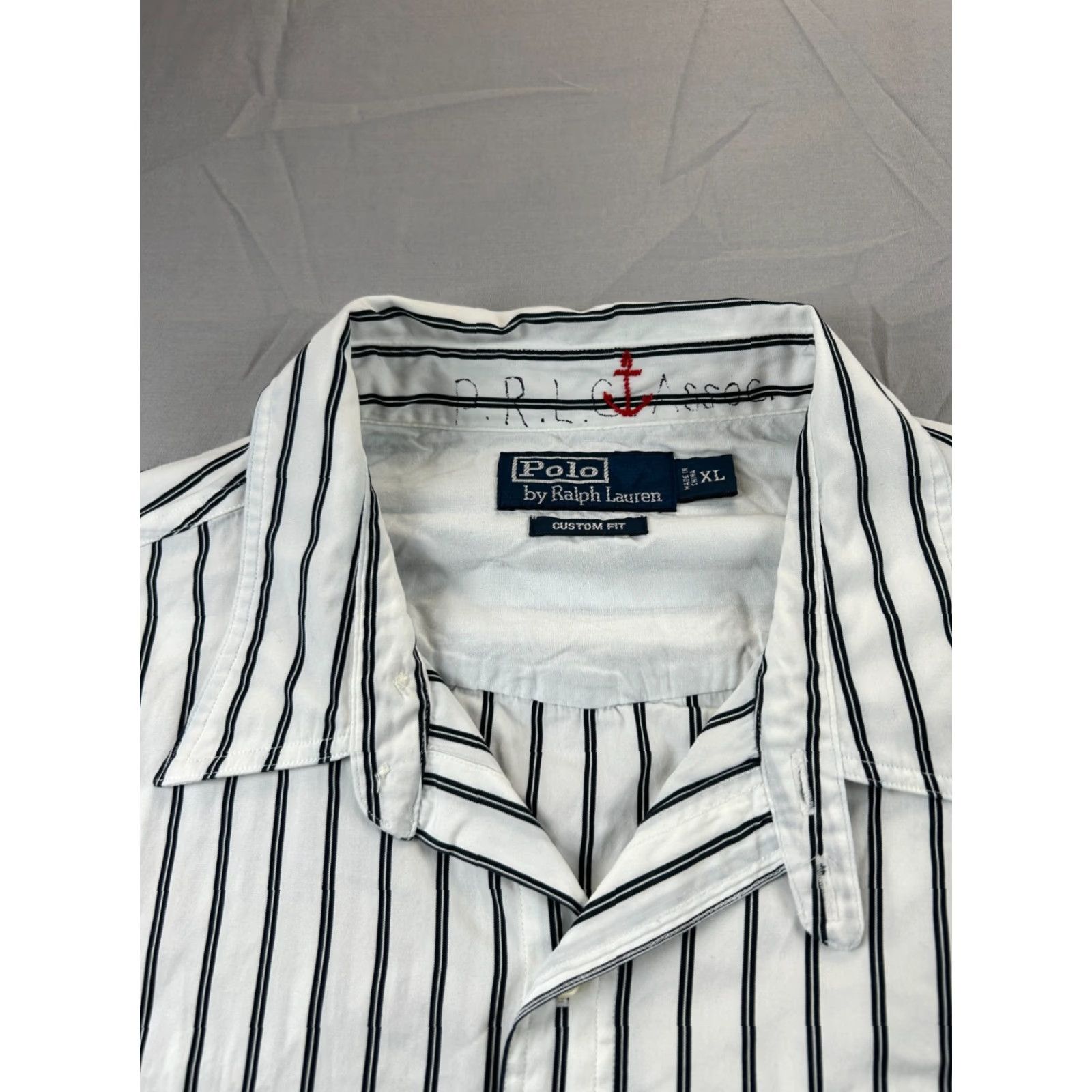 Polo Ralph Lauren Polo Ralph Lauren Shirt Mens XL Nautical White Striped Button-Down Collar Crew Crest Details Shirt Size US XL / EU 56 / 4 - 3 Thumbnail