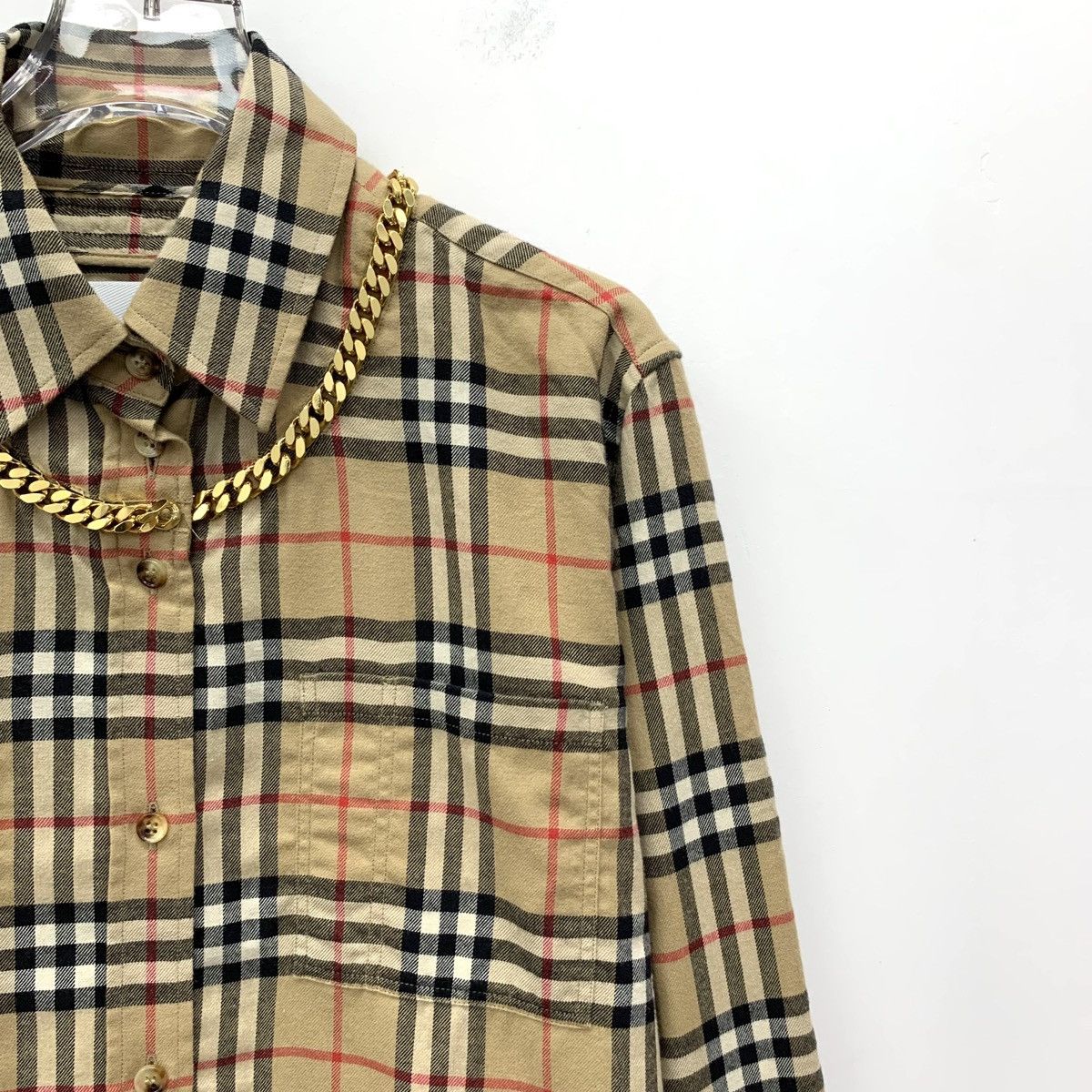 Burberry Burberry Brown Chain Detailed Check Long Sleeve Shirt K26WX Size S / US 4 / IT 40 - 3 Thumbnail