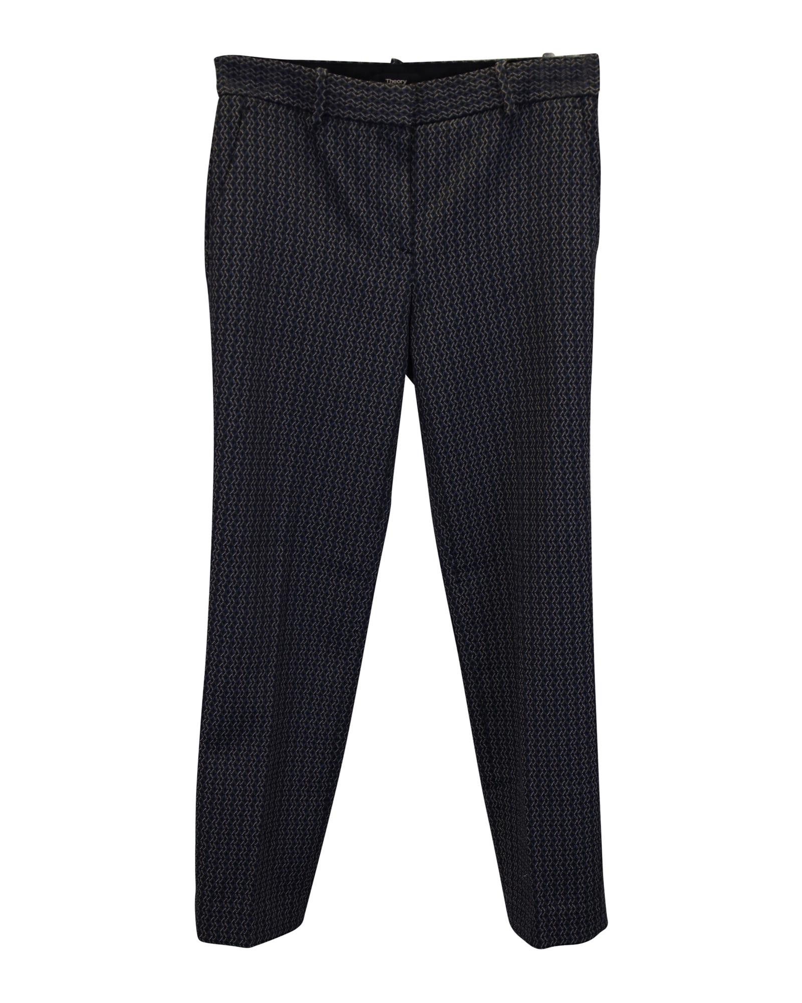 image of Theory Curved Stripe Pattern Pant Suit In Navy Blue Polyester, Women's (Size 22)