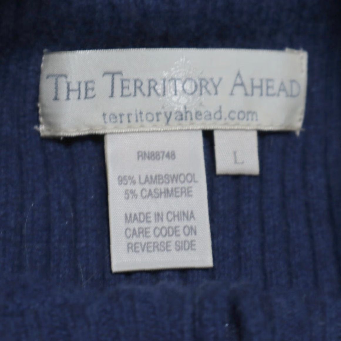 The Territory Ahead The Territoy Ahead 1/4 Zip Pullover Cashmere Lambswool Navy Blue Men's L Shirt Size US L / EU 52-54 / 3 - 5 Thumbnail
