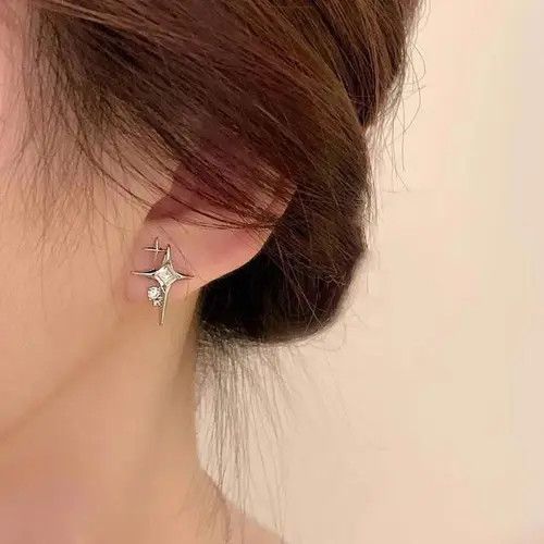 VIBE STAR Glitter Silver Earrings Size ONE SIZE - 2 Thumbnail