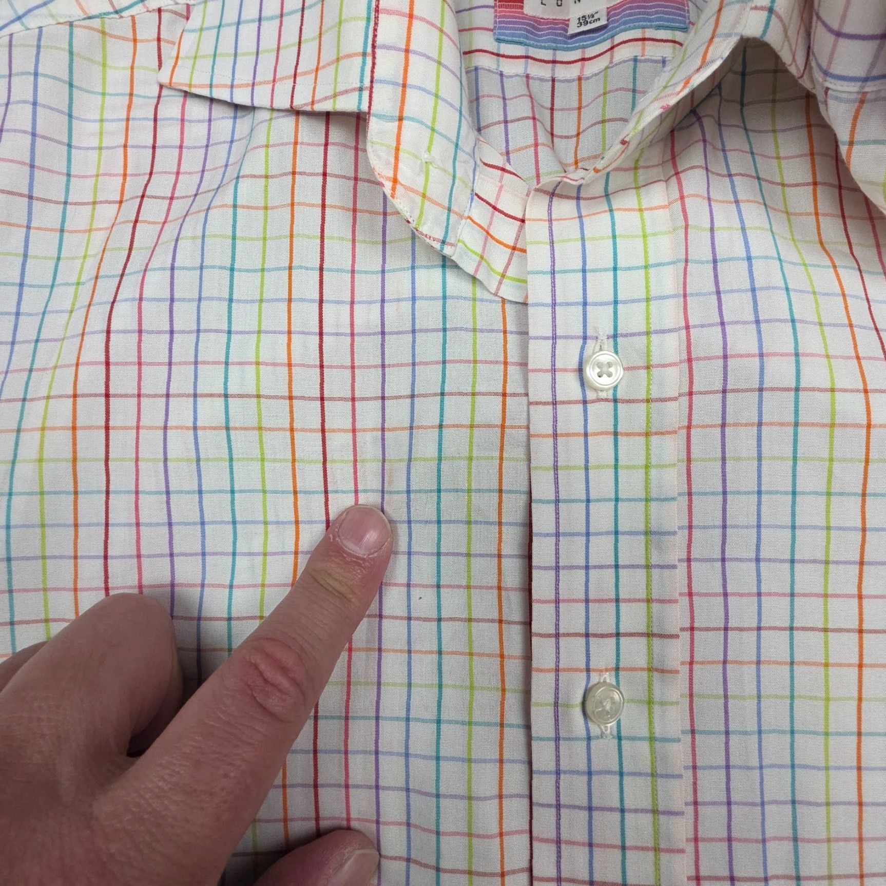 Emmett Emmett Dress Shirt Mens 15.5 / 39CM Striped Rainbow Multi Color Collared Long Sleeve Barrel Cuff Blues Mens Size 42R - 6 Thumbnail