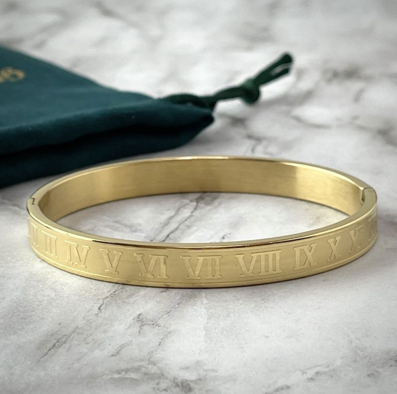 Jewelry Men's Roman Numeral Gold Tone Bracelet Size ONE SIZE - 2 Thumbnail