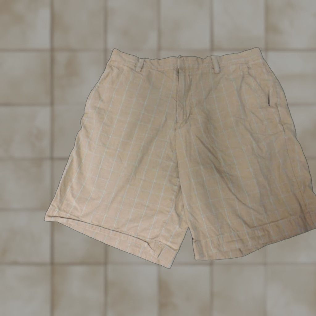 Banana Republic Banana Republic Mens Shorts 32 Beige Plaid Chino Flat Front Knit Cotton Regular Waist 32 Casual Mens Size US 32 / EU 48 - 1 Thumbnail