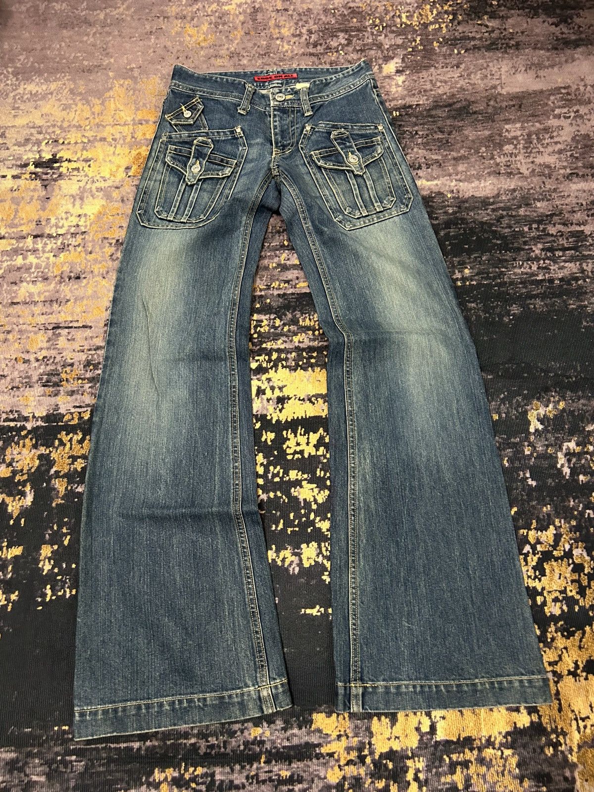 If Six Was Nine Vintage Edge Rupert Multi Pocket Flare Jeans Size US 29 - 2 Thumbnail