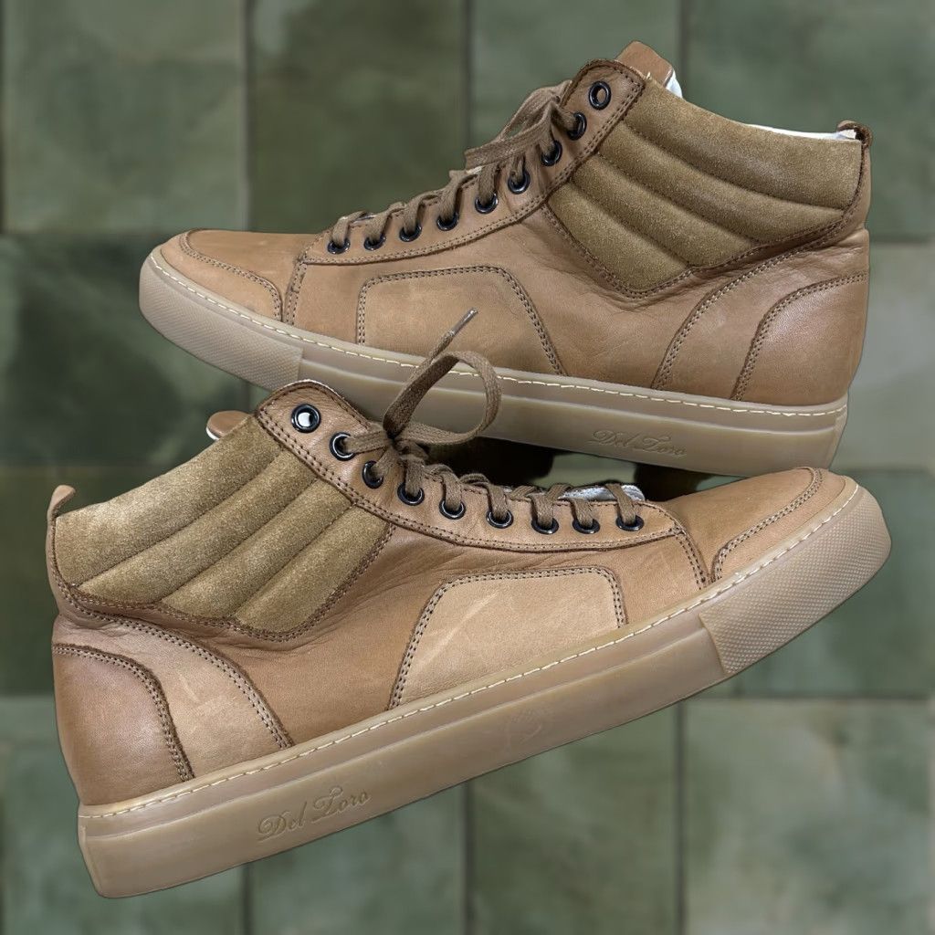 Del Toro Del Toro Leather Sneakers High Top Lace Up Chukka Shoes Men’s Size 12 Brown Leather Upper | Sneakers | Men | 12 | Brown | Del Toro Size US L / EU 52-54 / 3 - 1 Thumbnail