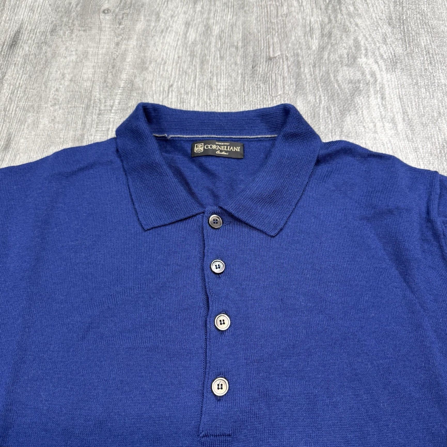 Corneliani CORNELIANI Men's Blue Wool Sweater EU 54 US 44 L Collared Fine Knit Luxury Size US XXL / EU 58 / 5 - 2 Thumbnail