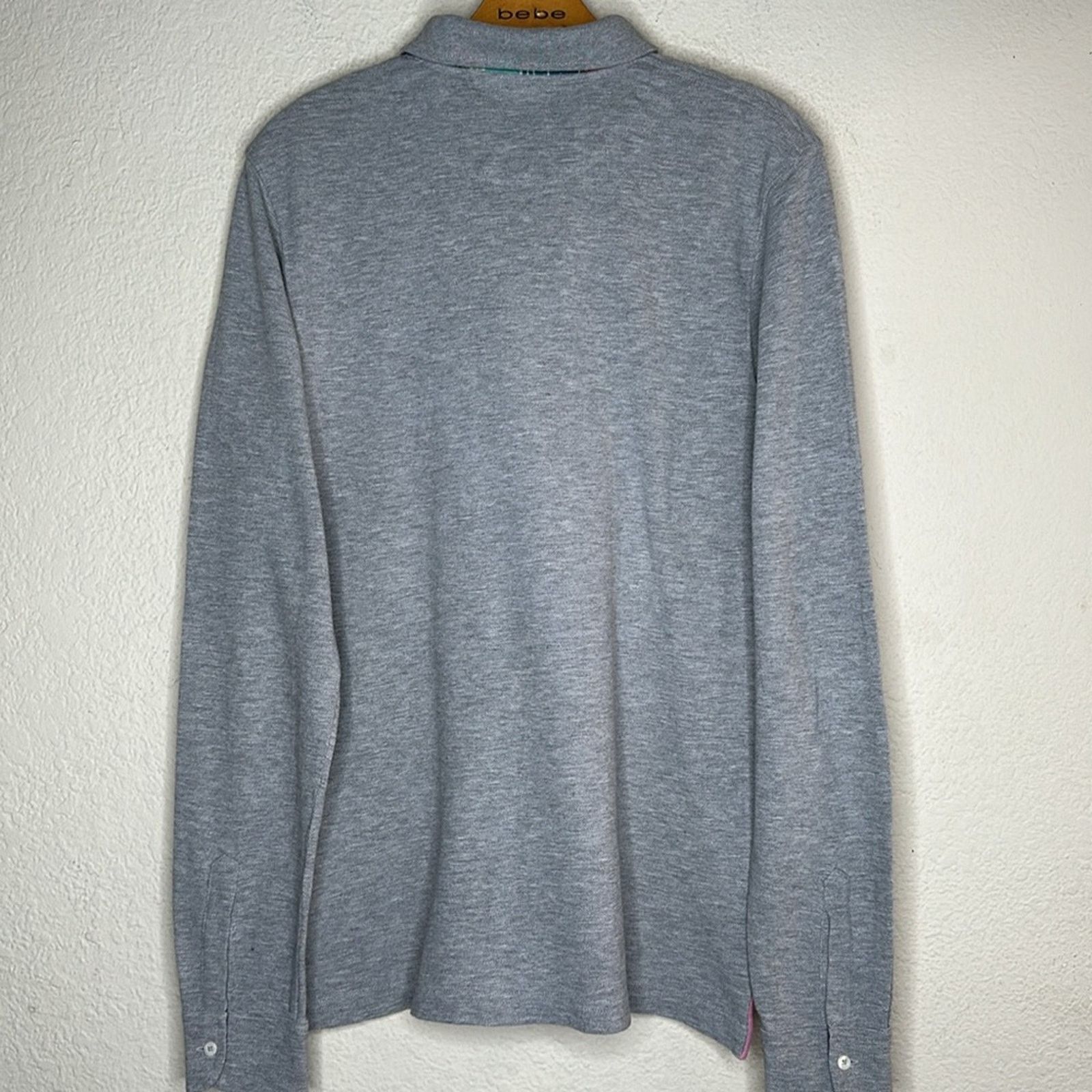 Other VICOMTE A. Grey Pink Plaid Contrast Long Sleeve Polo MED Size US M / EU 48-50 / 2 - 9 Thumbnail